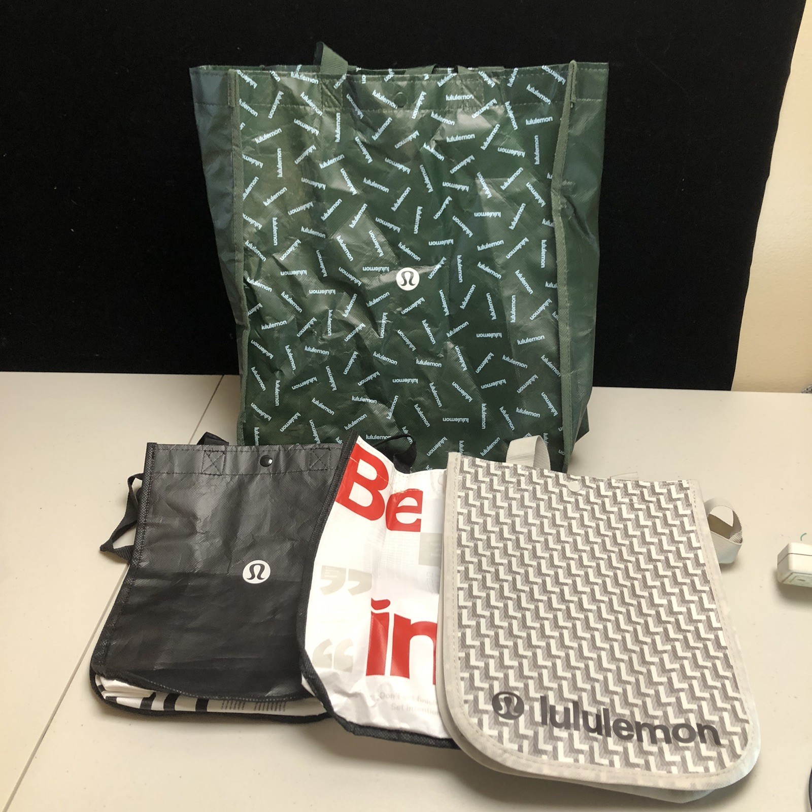 Lot Of 4 Lululemon Bags One Big Three Small Green Gray Black Red