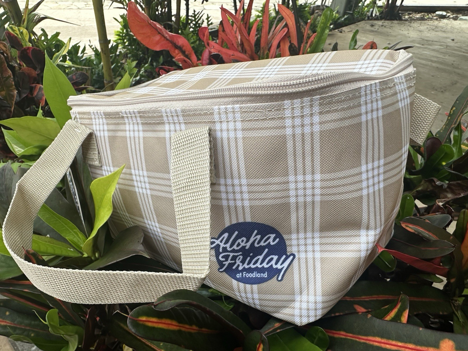 HAWAII EXCLUSIVE FOODLAND KHAKI PALAKA REUSABLE INSULATED LUNCH BAG TOTE NEW