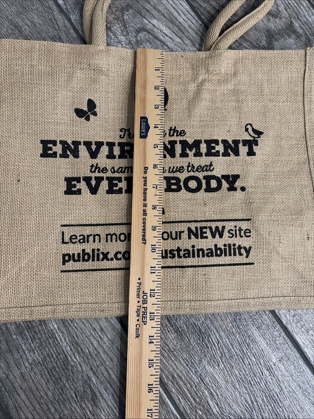 PUBLIX Reusable Canvas Burlap Jute Tote Bag Logo Grocery Eco Shopper Large NEW