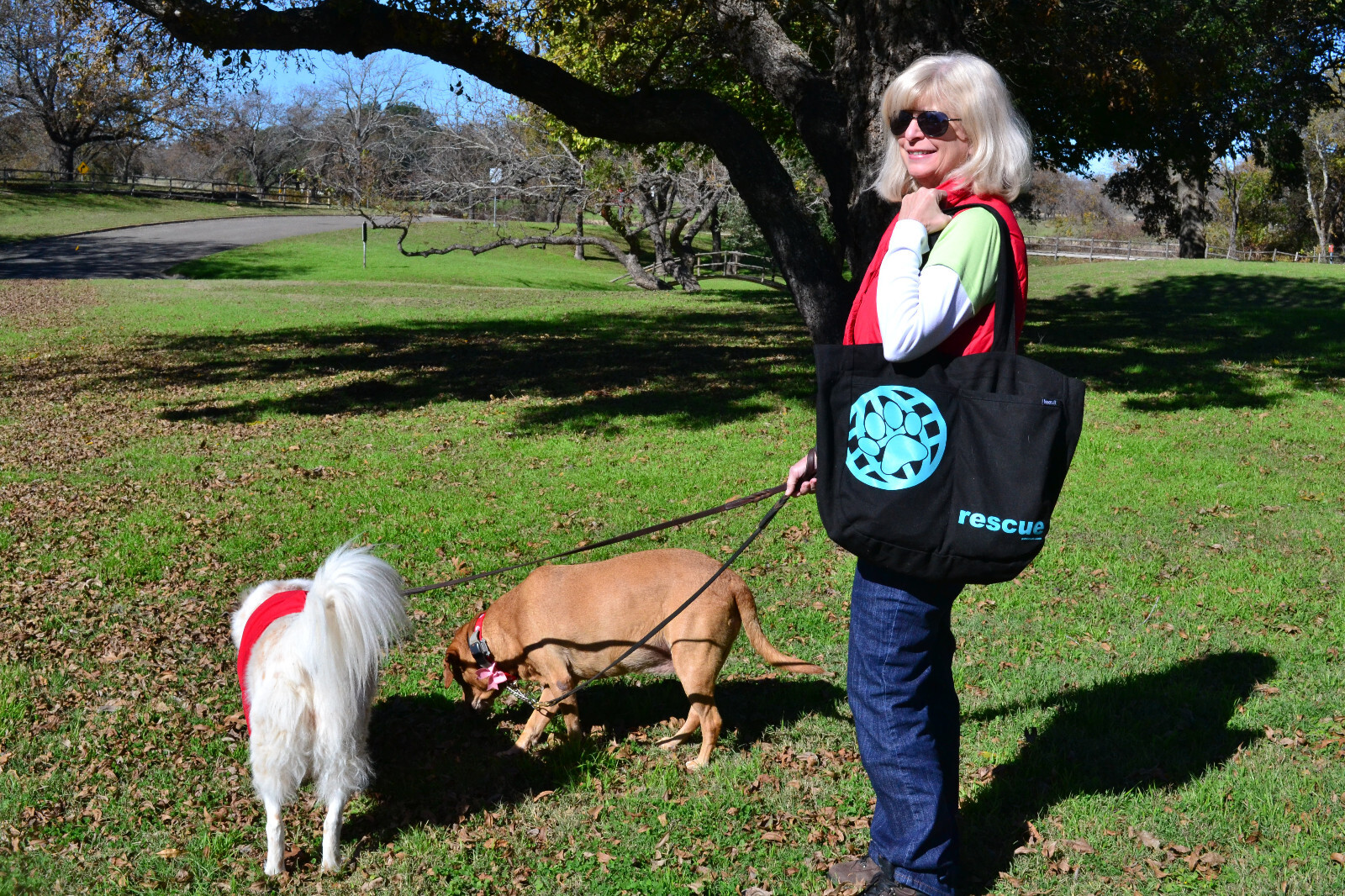 Tote Bag Black Large Pet Rescue Screen Printed Pockets Organic Cotton Lined NWT