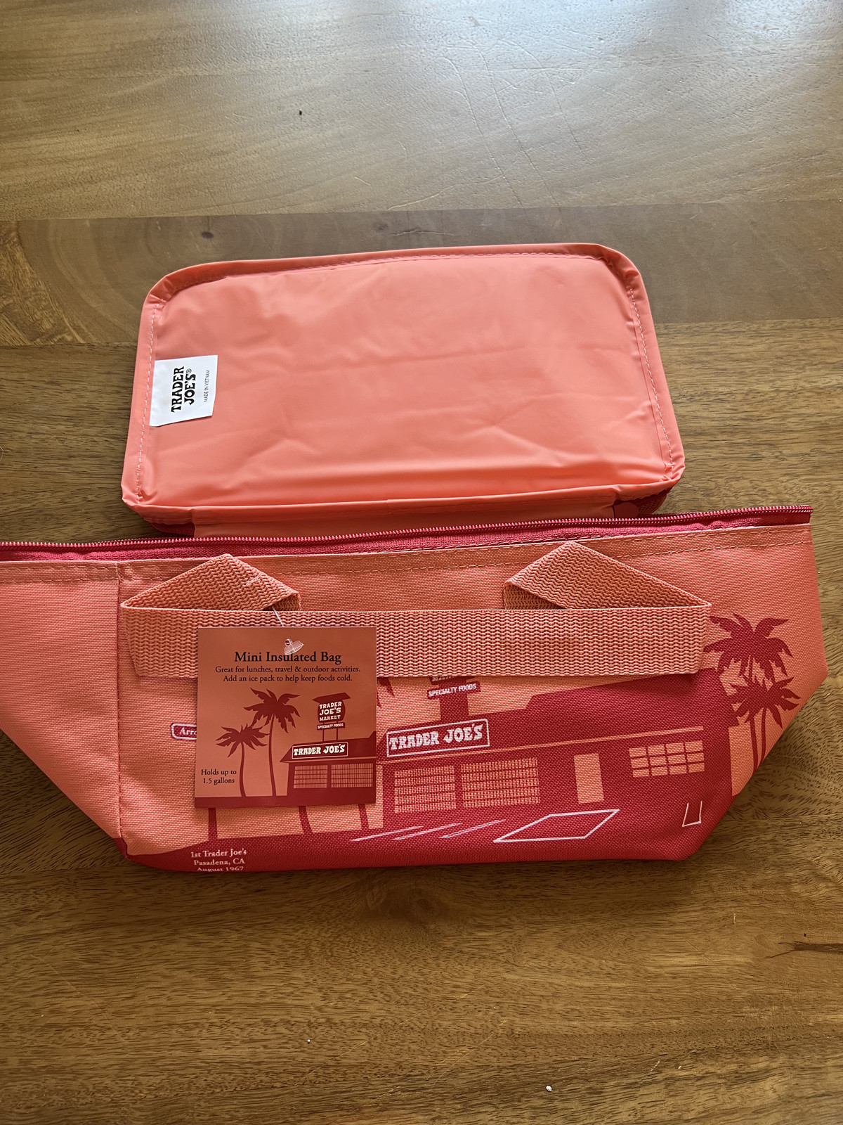 BRAND NEW Trader Joe’s 2 Mini Insulated Bag Peach & Teal Tote