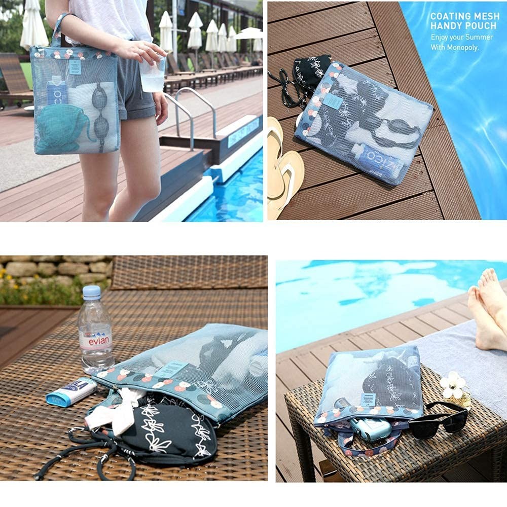 Mesh Transparent Storage Bag 4 Pack Small Zipper Oxford Cloth Multicolor Travel