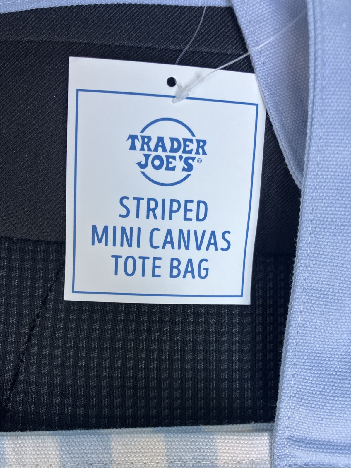 TRADER JOE’S 2026 Mini Stripe Canvas Tote Bag BLUE stripes. NEXT DAY SHIPPING