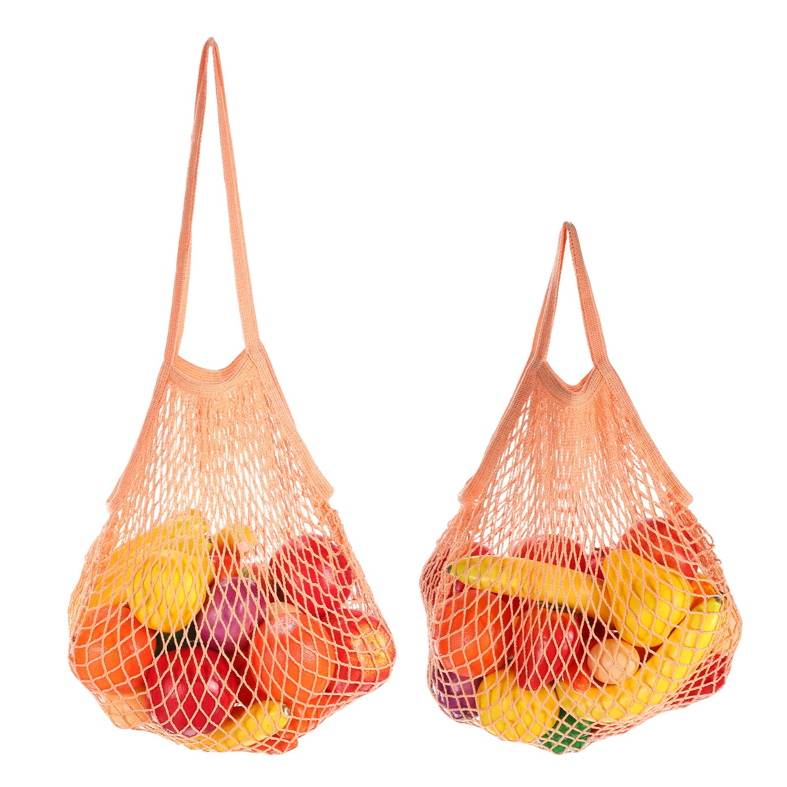 2Pcs Reusable Mesh Produce Storage Bags Portable Bag Two Handles Dusty Rose,