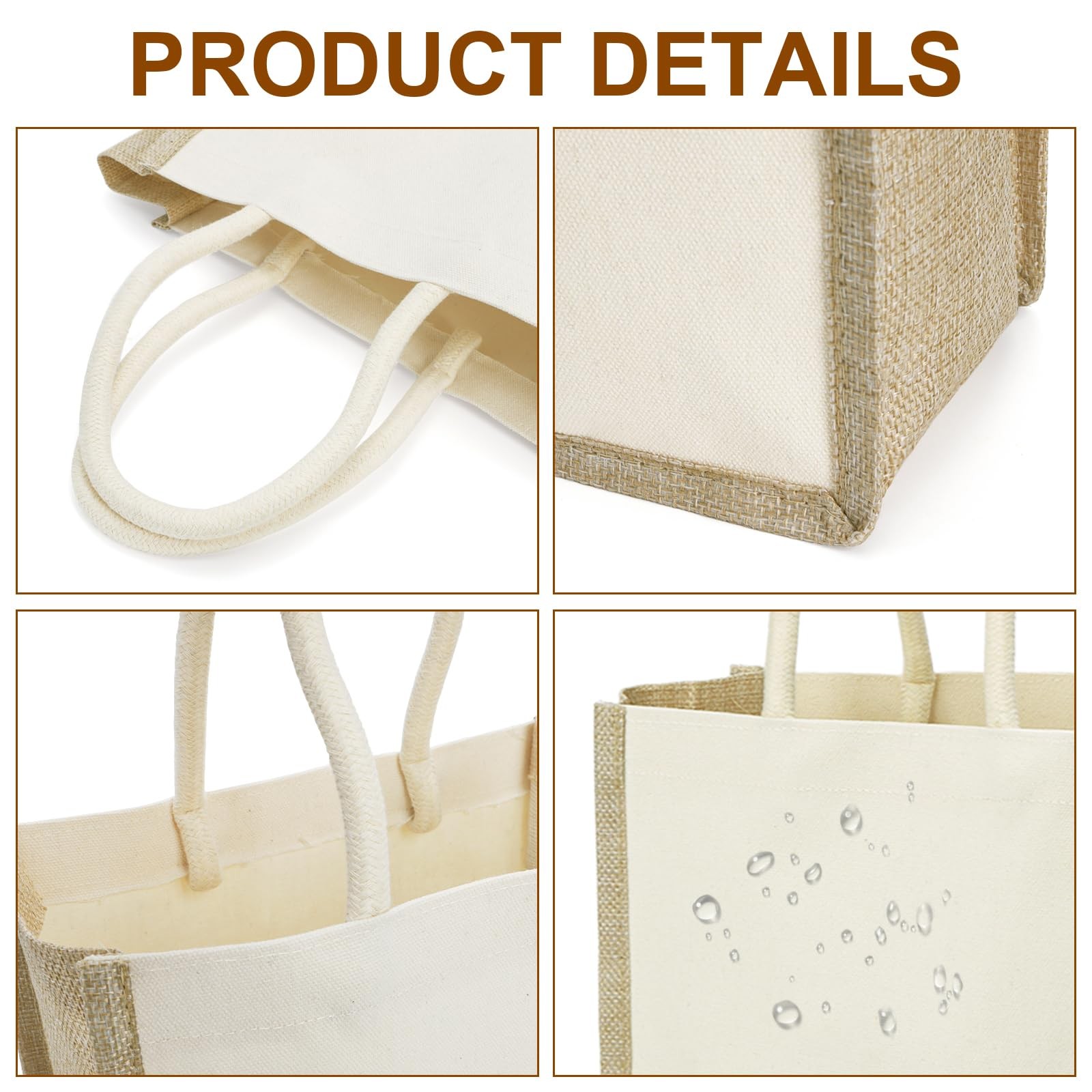 6 Pack Burlap Tote Bags, Reusable Jute Gift Tote with Handles, Small Beach Ba…