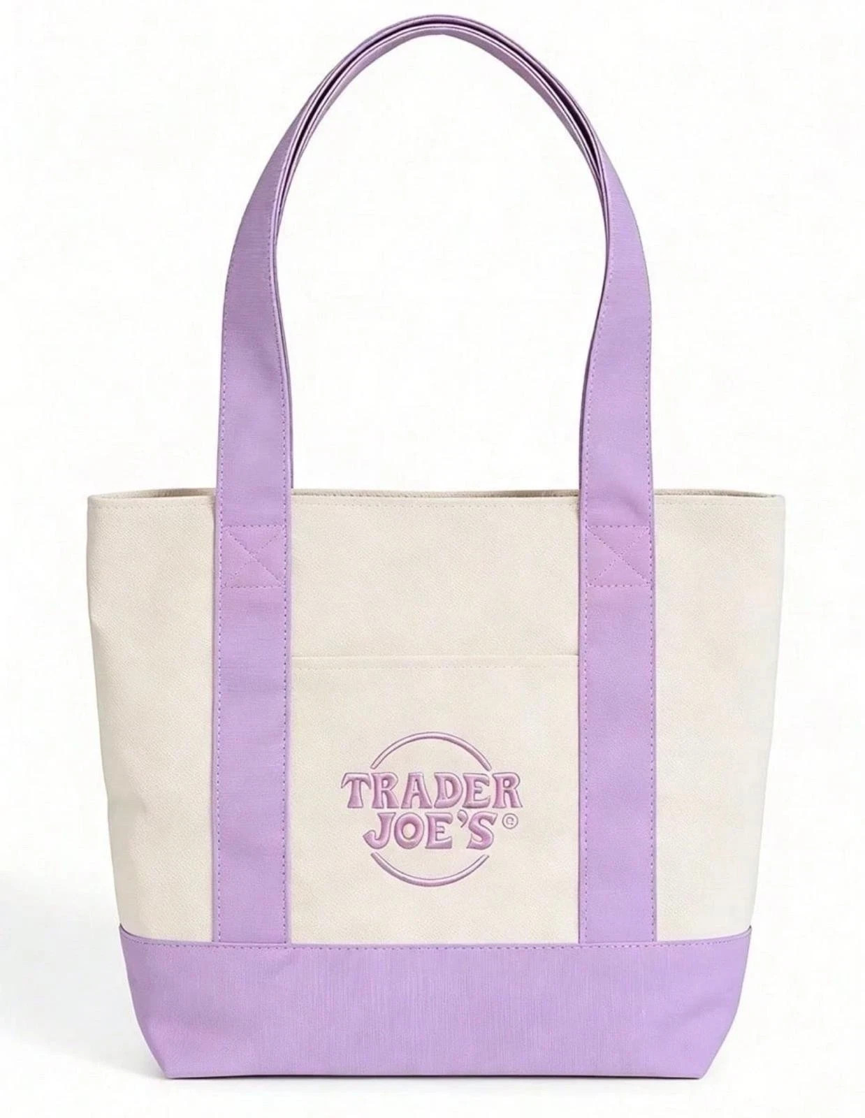 TRADER JOE’S LARGE PURPLE CANVAS BAG – HEAVY COTTON REUSABLE SHOPPING BAG