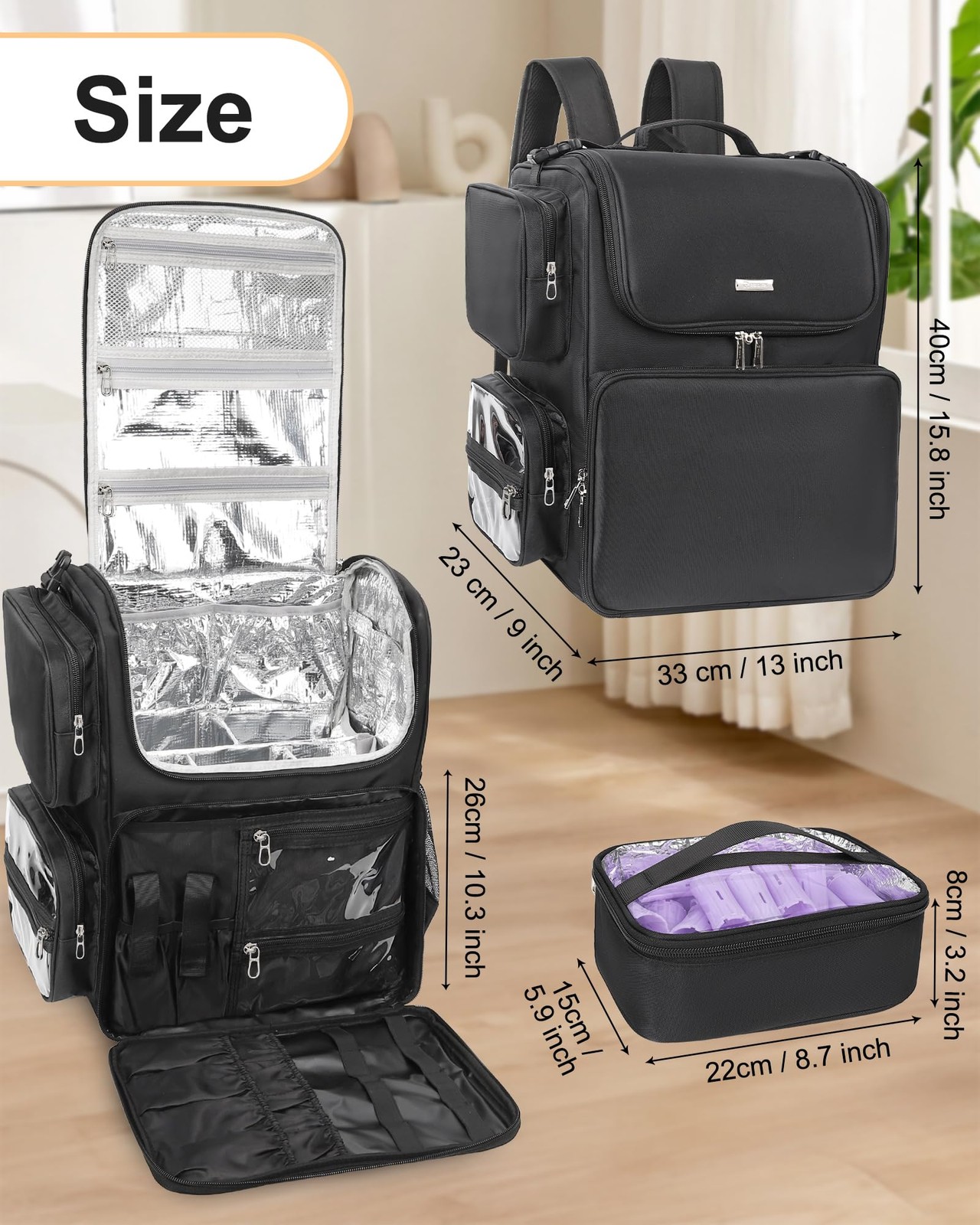 Relavel Hair Tools Travel Bag Stylist Backpack Hairdresser Large, Black