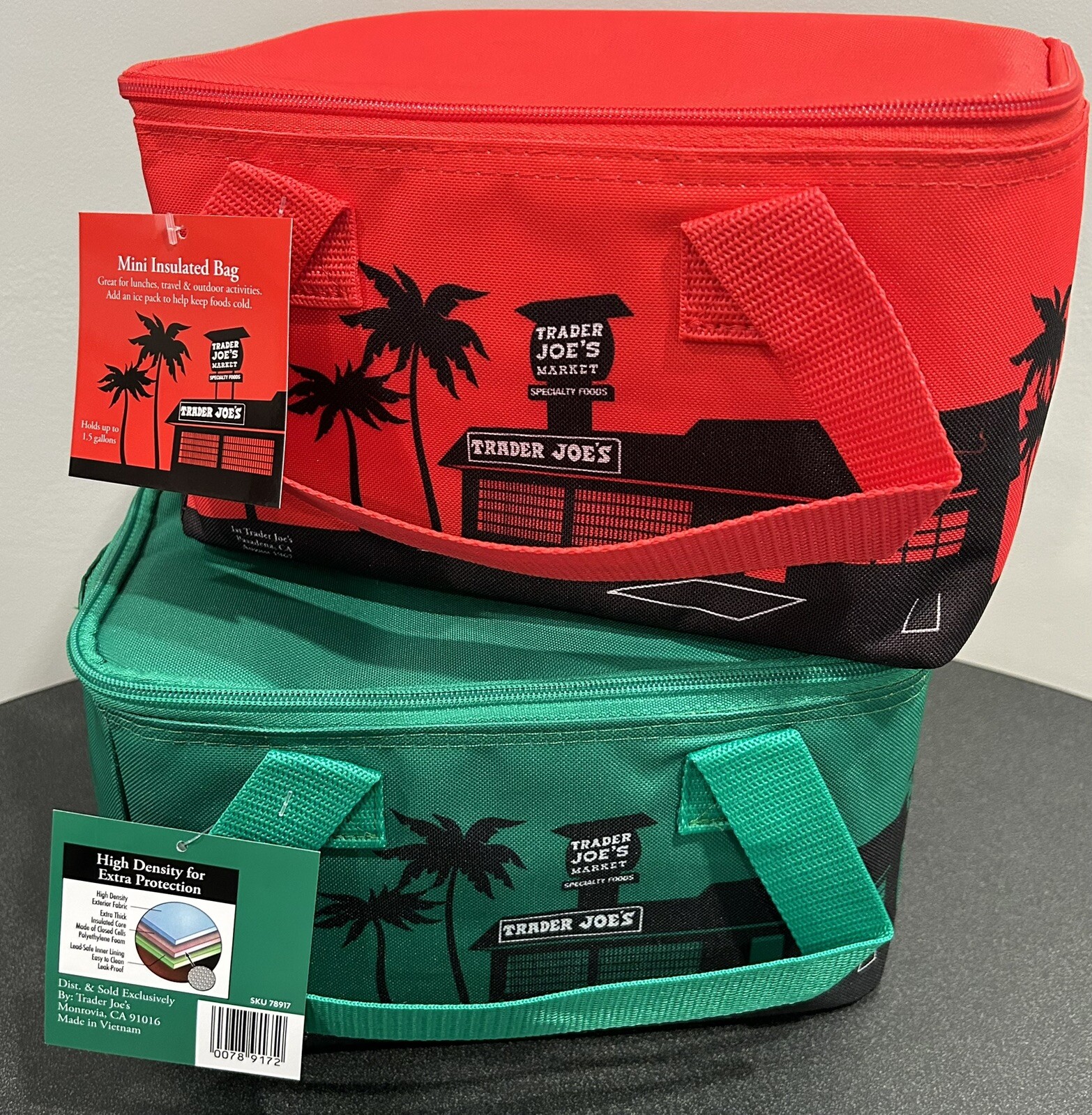 Set 2 LIMITED EDITION Holiday 2024 TRADER JOE’s Mini Insulated Tote Bags NWT