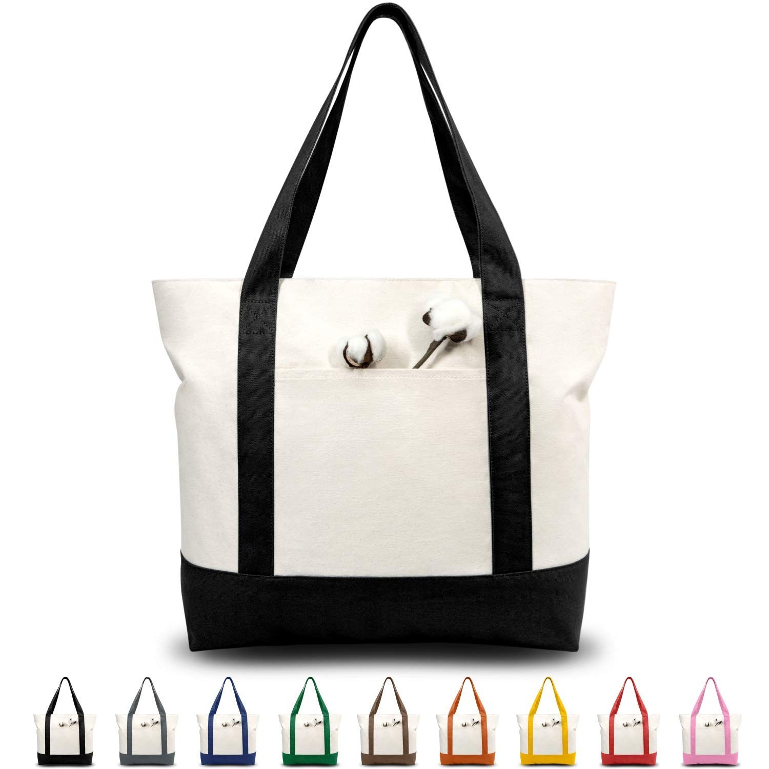 1 | 3 | 6 | 30 Pack Canvas Tote Bag with an External Pocket, Reusable Grocery…