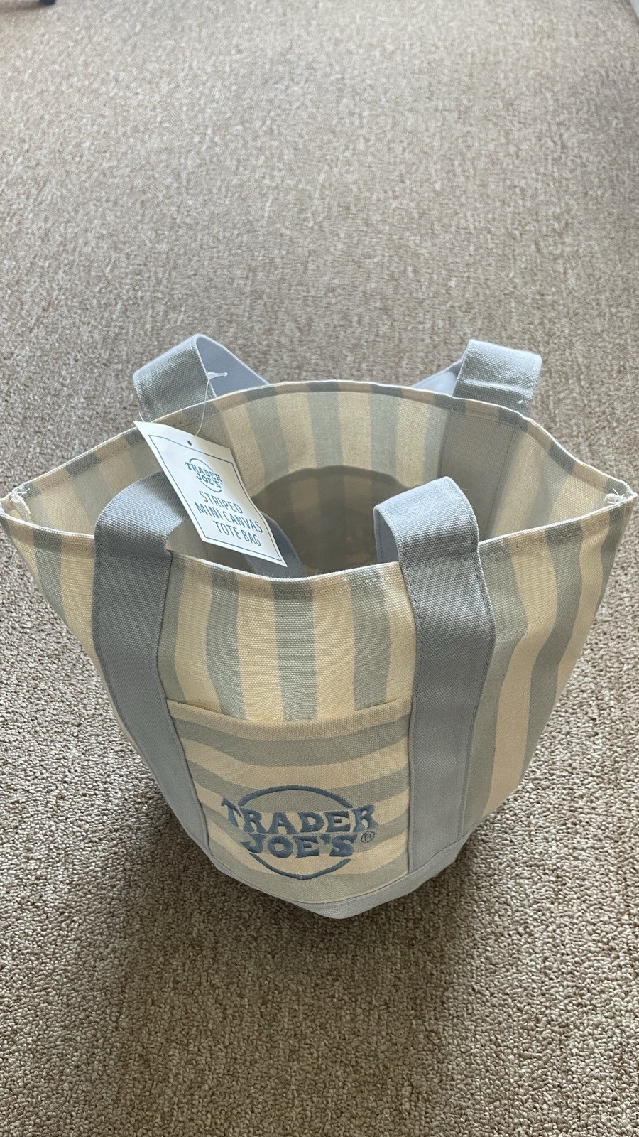 Trader Joe’s Striped Mini Canvas Tote Bag Multicolor 13x6x11 in New with Tags!