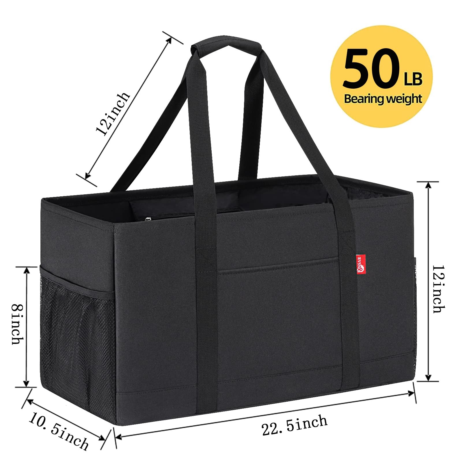 Extra Large Utility Tote Bag Foldable Reusable Grocery Bags Collapsible Tote Wit