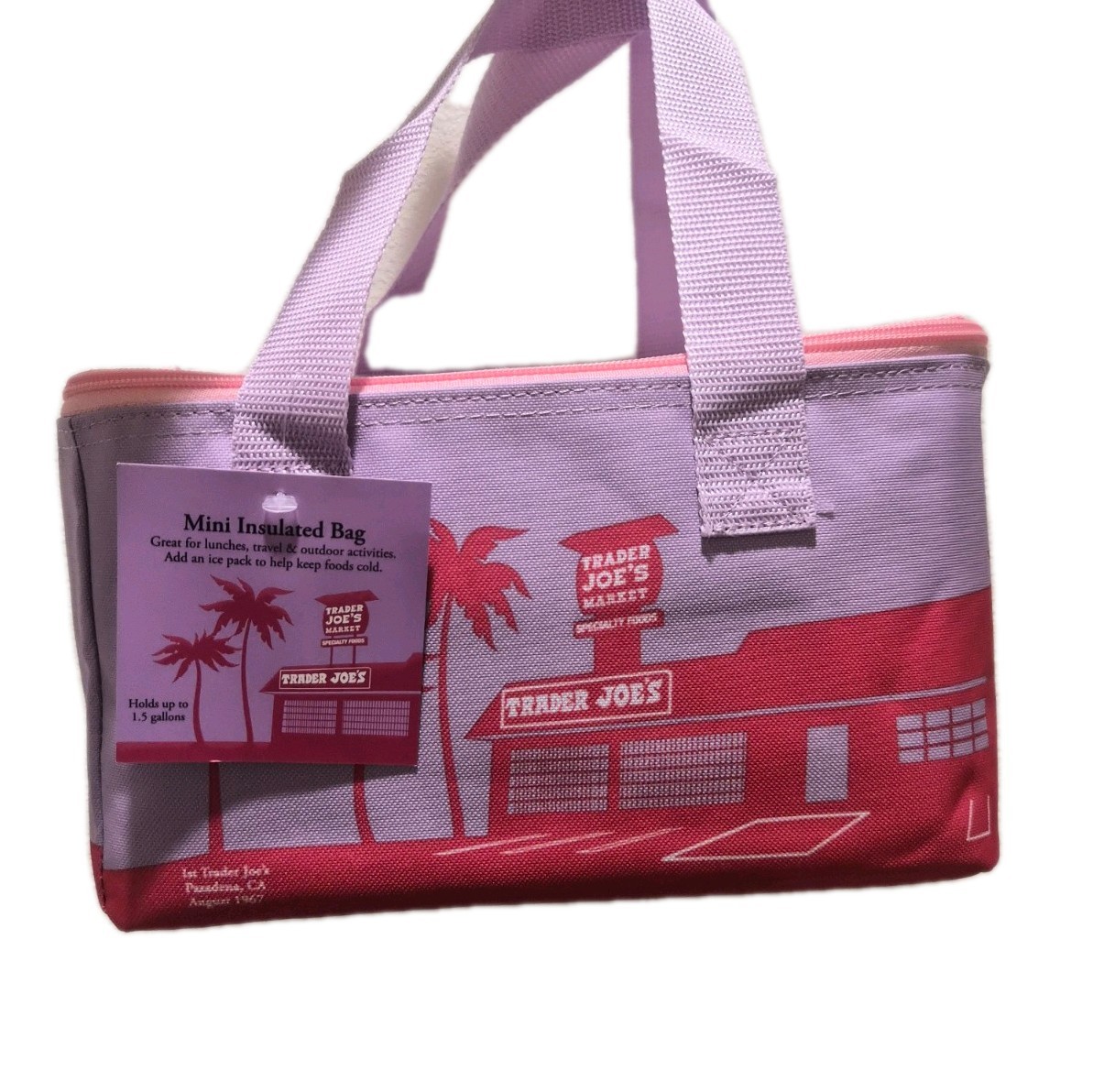 FREE SHIPPING]Trader Joe’s Mini Insulated Bag,SET OF 3:Pink Stripe, Violet, Blue