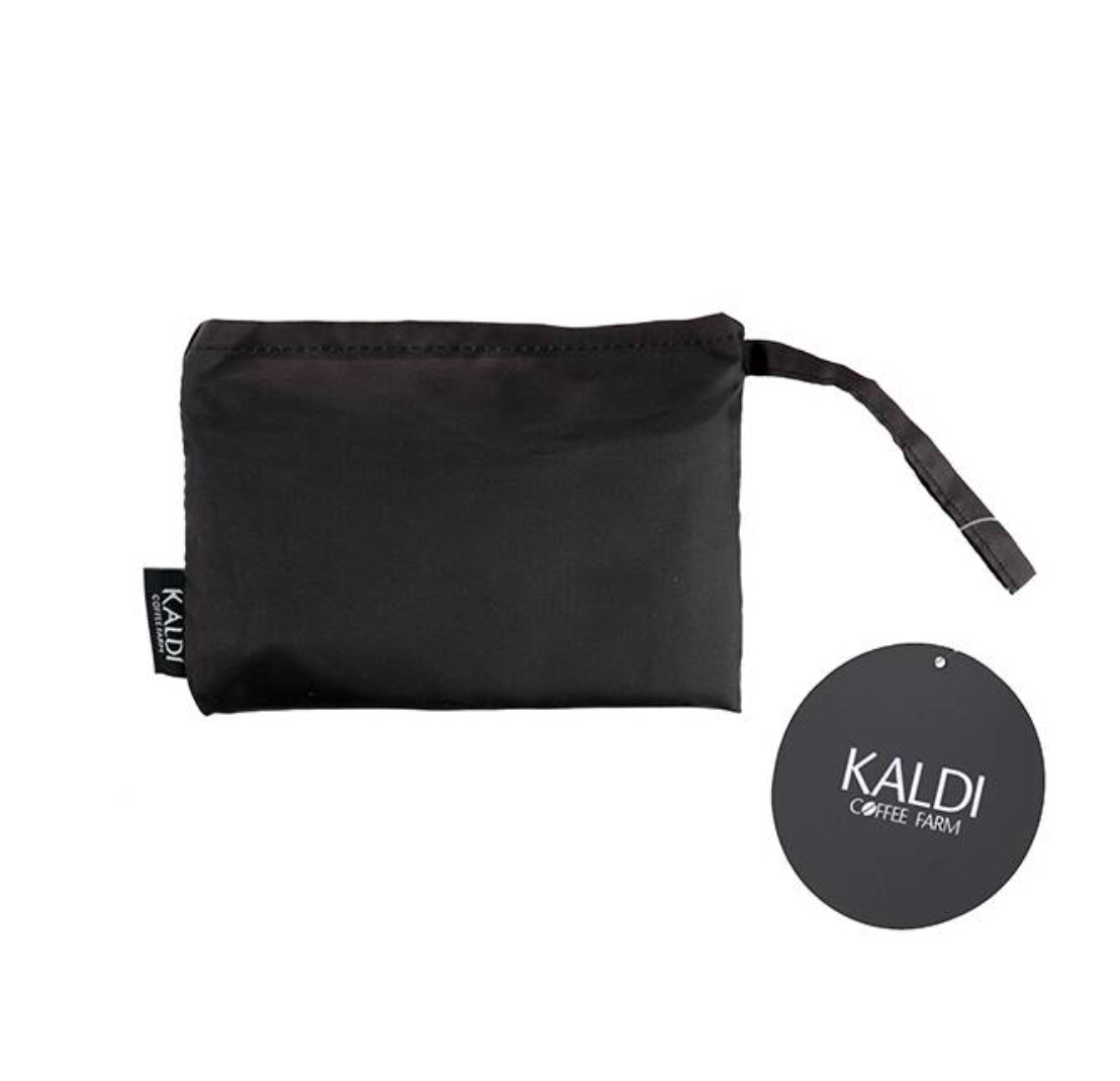 Set of 2 KALDI Eco Tote Bags Black Foldable Reusable Shopping Bags Japan New