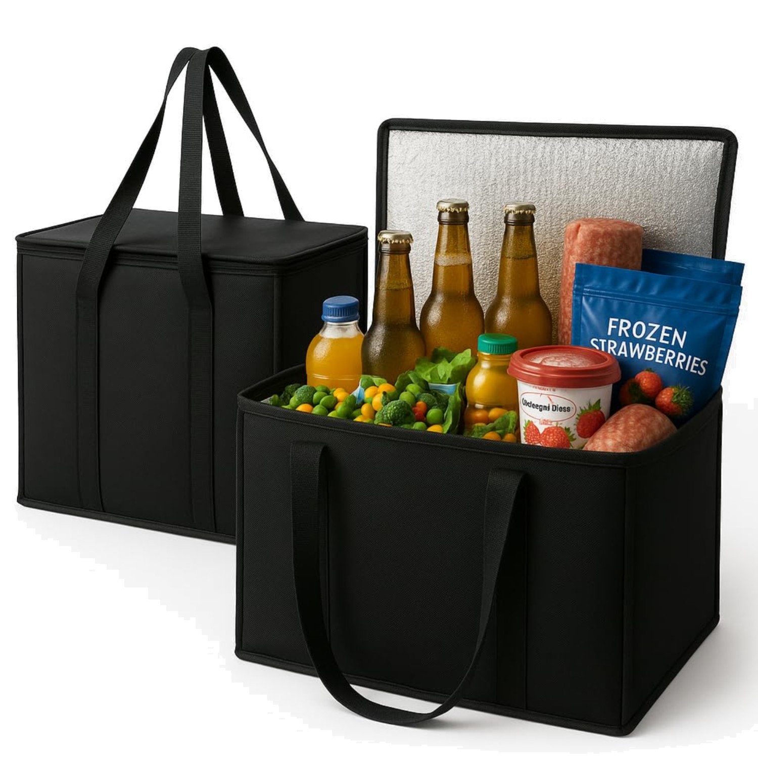 Reusable XL Insulated Grocery Bags with Strong Zippers – Perfect for Shopping