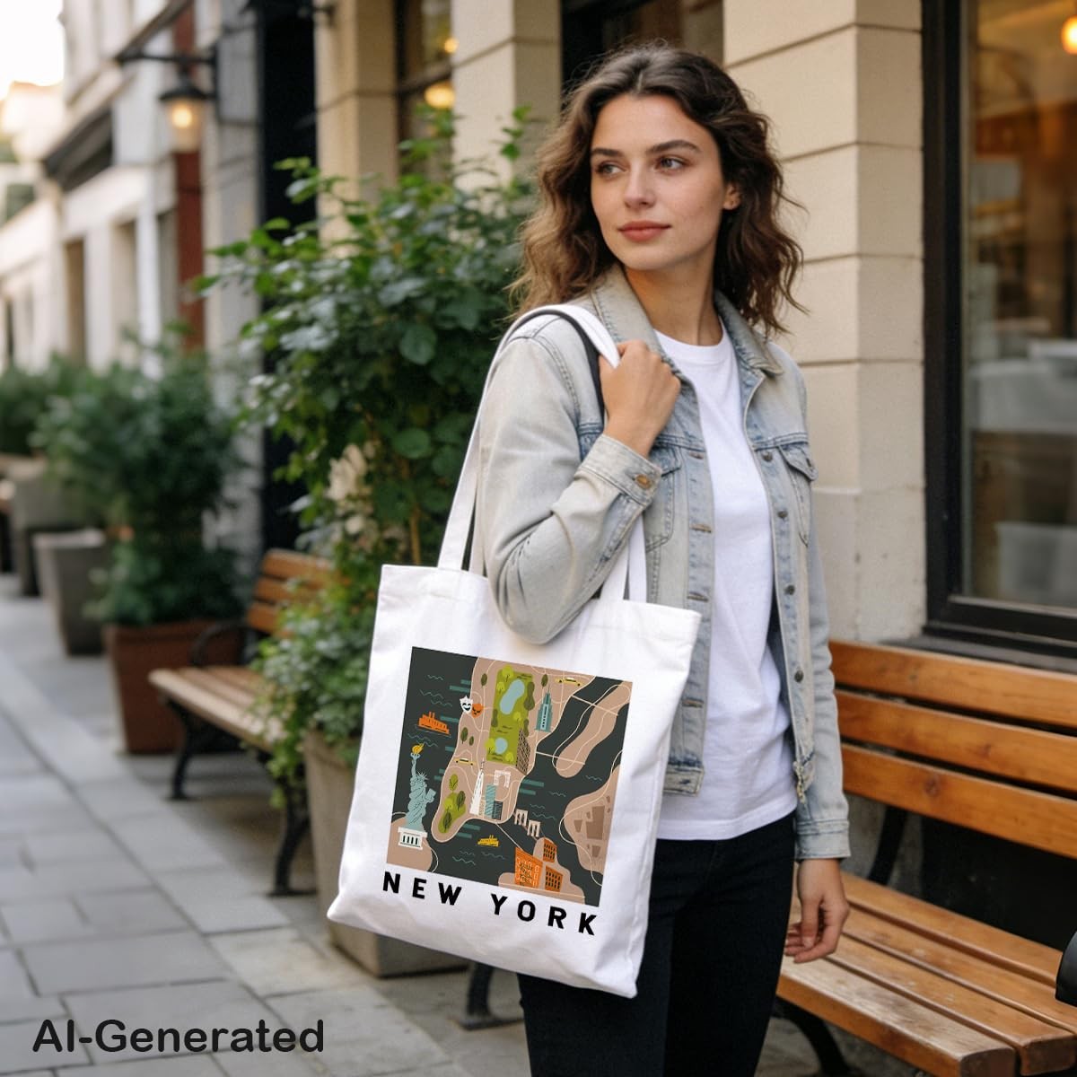 New York Map Canvas Tote Bag, New York Travel Gifts Shoulder Bags, Christmas …