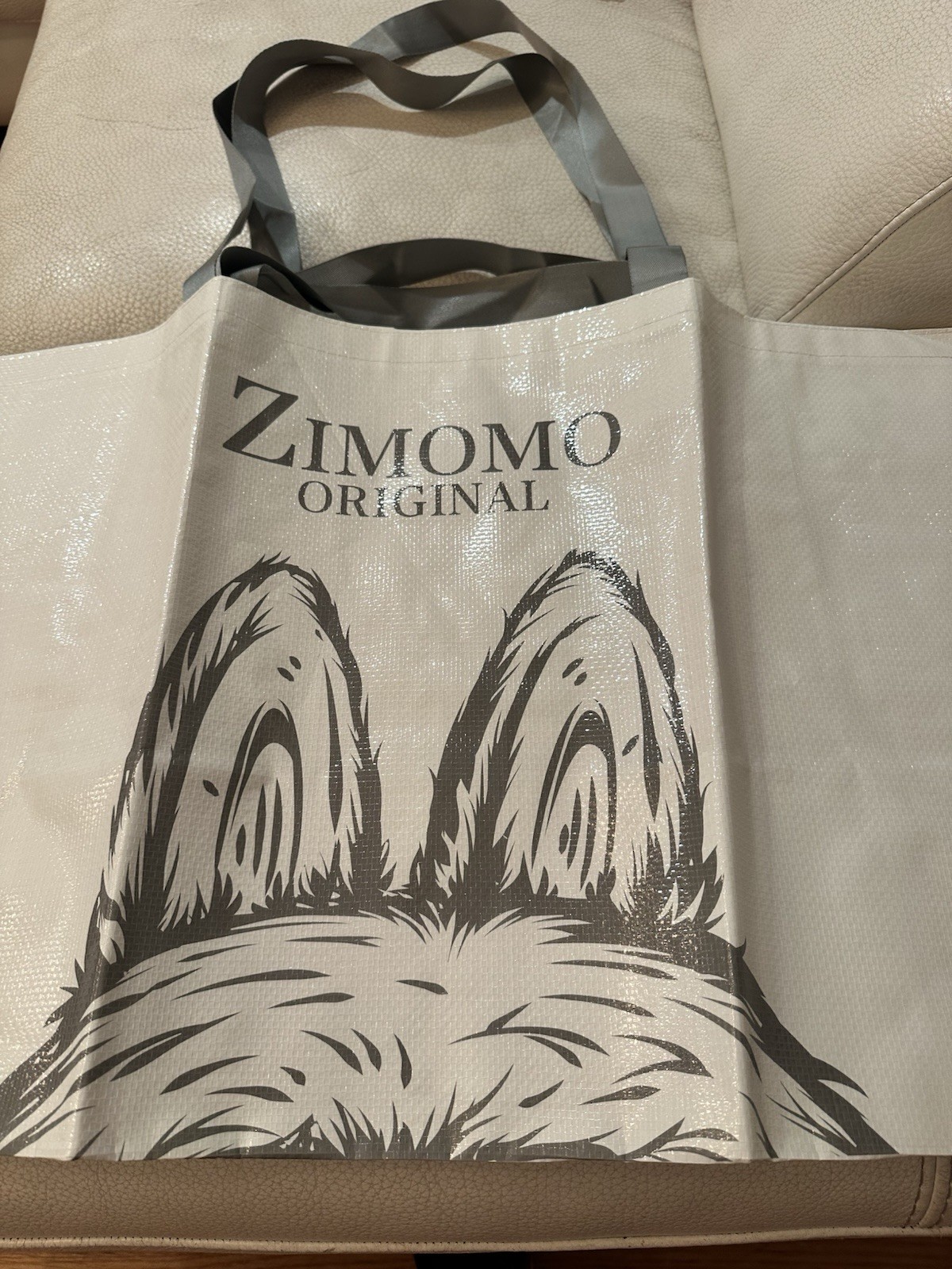 POP MART Foldable Reusable Shopping Tote Zimomo I Found You White Gray Handles