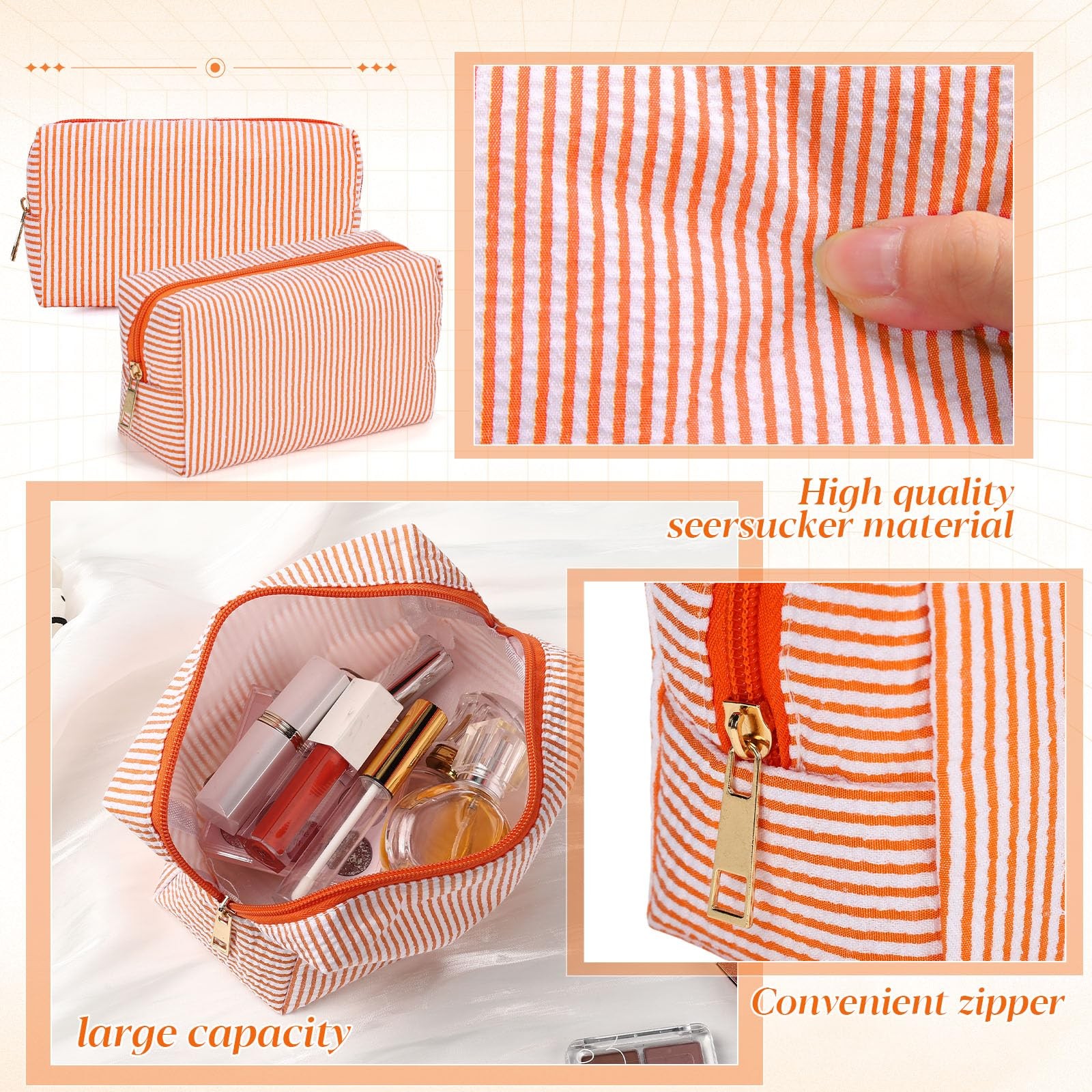 Sanwuta 6 Pcs Seersucker 18 x 10 x 7 cm / 7.09 x 3.94 x 2.76 inch, Orange