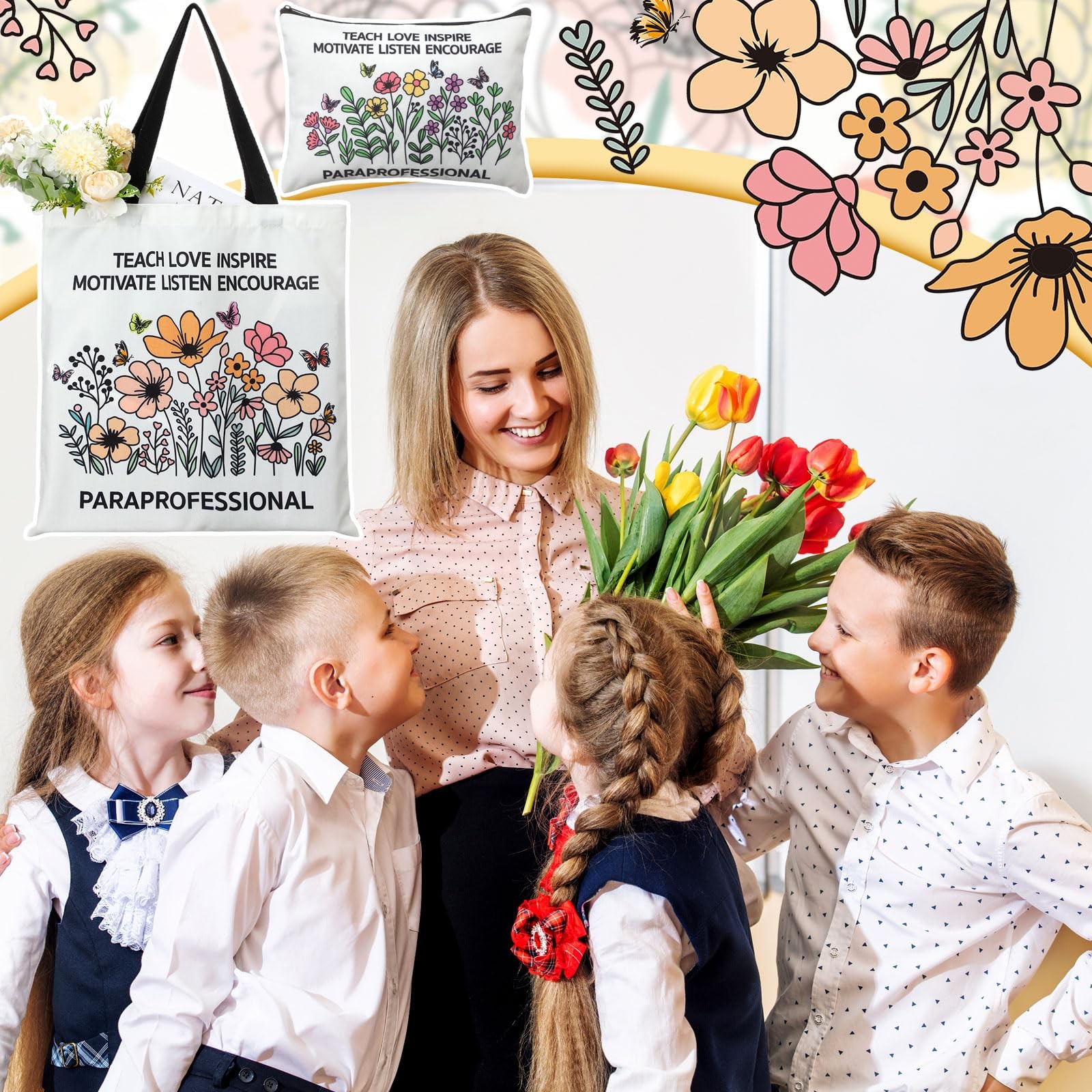 14.9 x 15.7 inches (canvas bag), 9 x 6.7 (makeup Multicolor