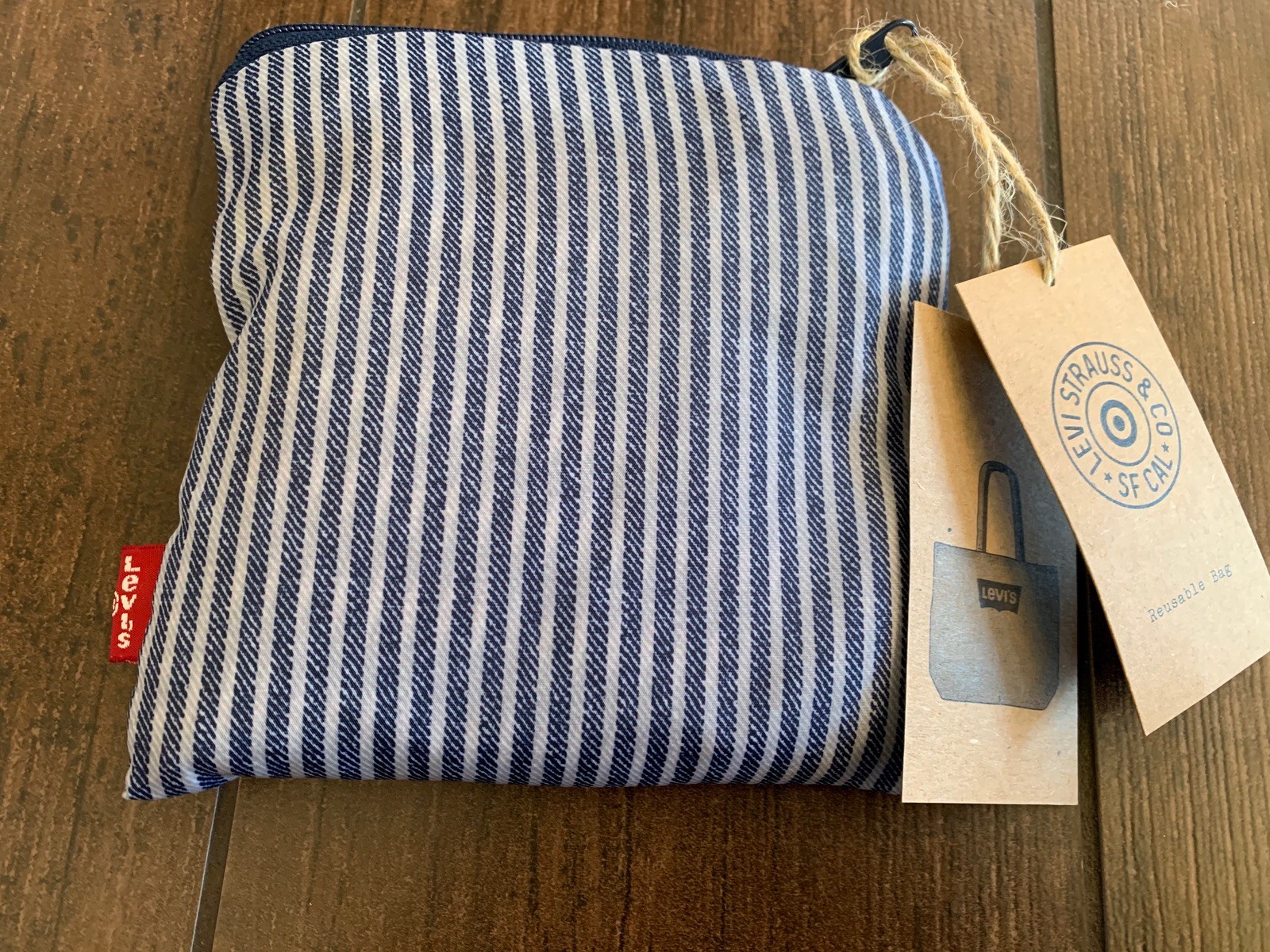 New Levi’s x Target Striped Reusable Shopping Bag Tote – White/Navy Blue
