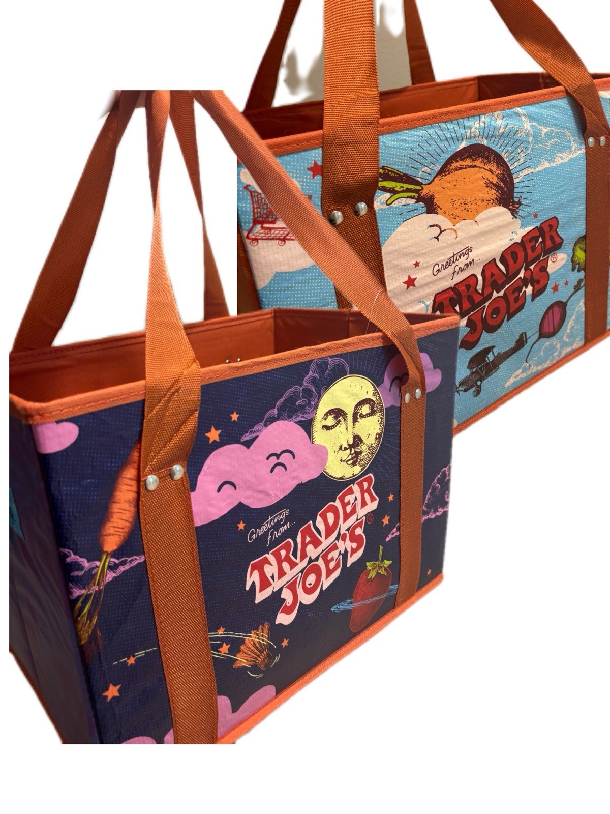 (4 Bags) NEW Trader Joe’s Stand-Up Collapsible Grocery Tote Bag