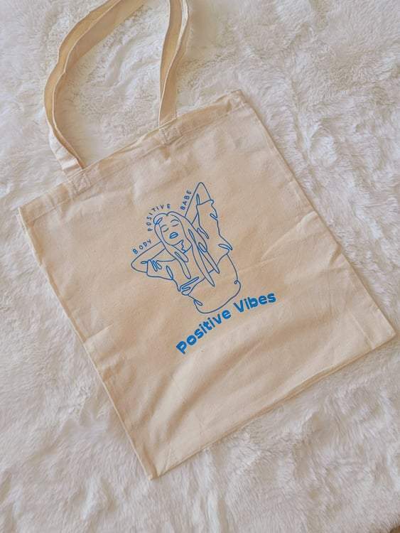 Positive Vibes Aesthetic Tote Bag Reusable Eco Friendly