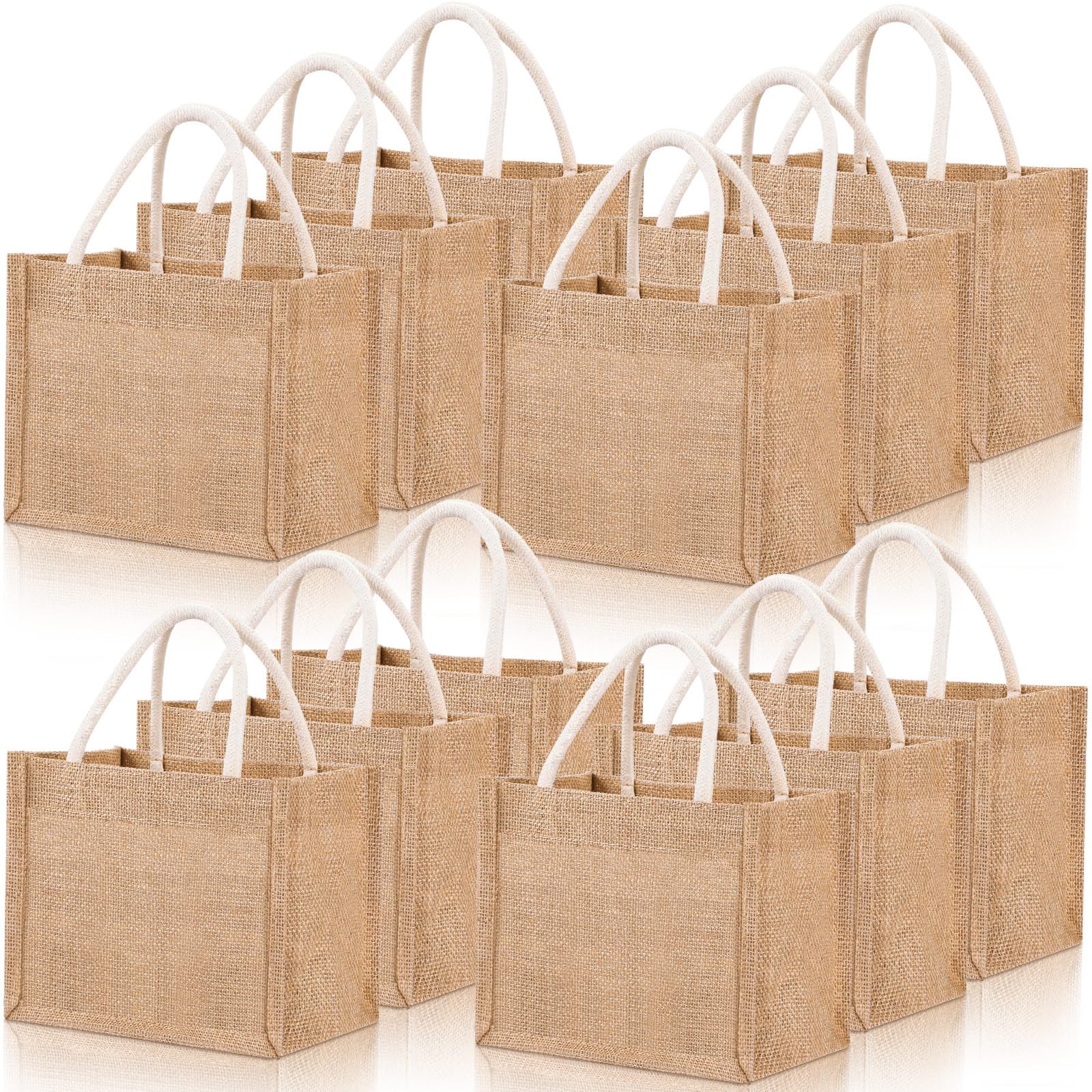 12 Pcs Burlap Tote Bag Mini Jute Reusable Bag with Handles Small Blank Canvas…