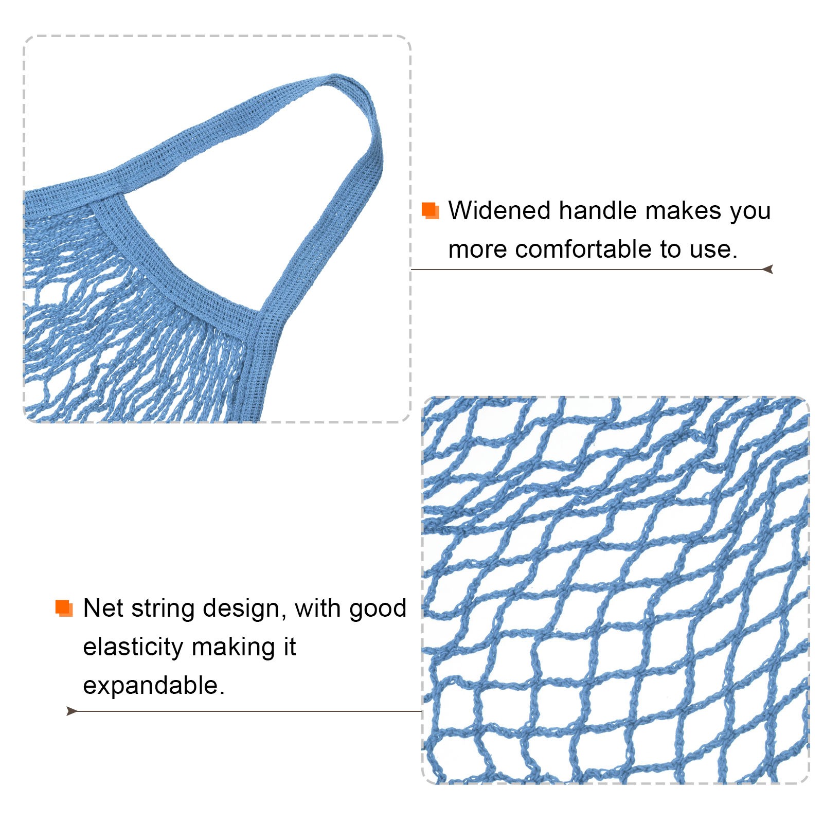 Cotton Mesh Bag 15″x13.8″ Mesh Net String Grocery Bags Dark Blue