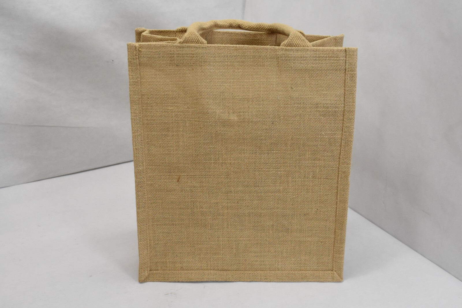 Lot of 6 Medium Burlap Jute Reusable Tote Bags Grocery Shopping 12″ x 14″ x 7″
