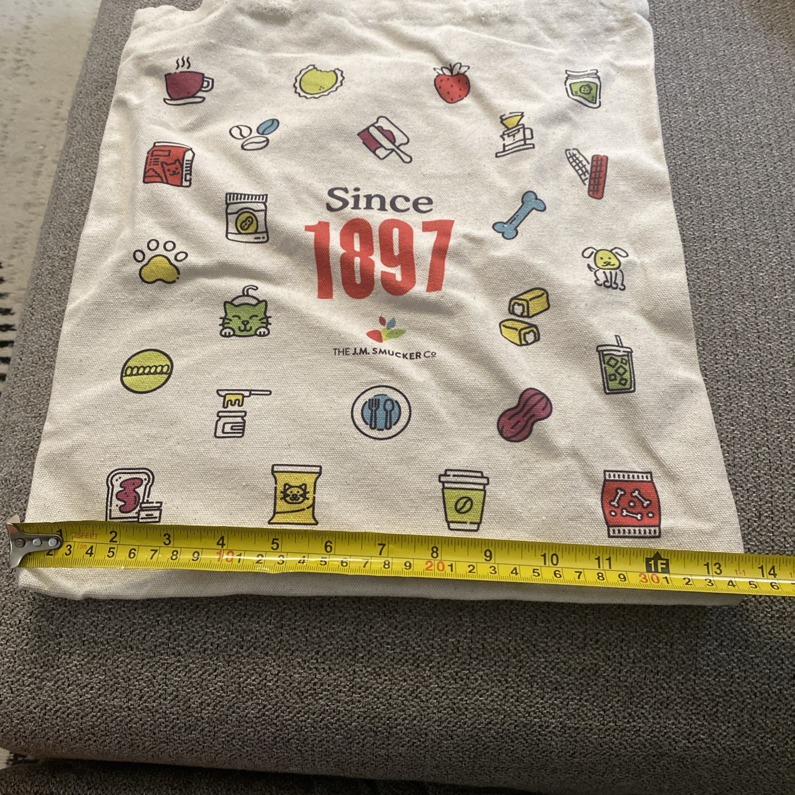 The J.M. Smucker Co Reusable Canvas Shopping Bag Since 1897 Cartoon Pattern