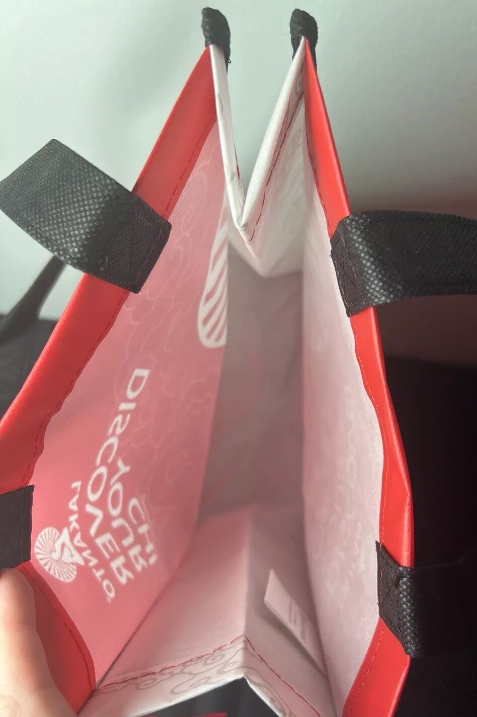 Lakanto “Discover Your Chi” Reusable Tote Shopping Bag Red White & Black 12”x9”