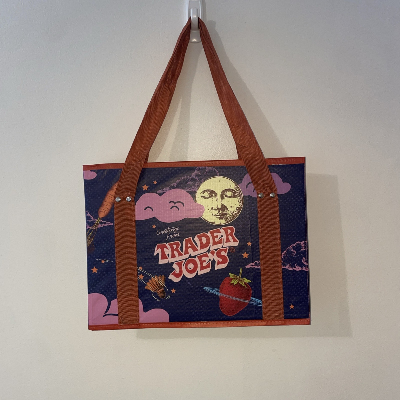 Trader Joe’s Insulated Grocery Bag Blue Sky Travel Design Reusable Tote 2025
