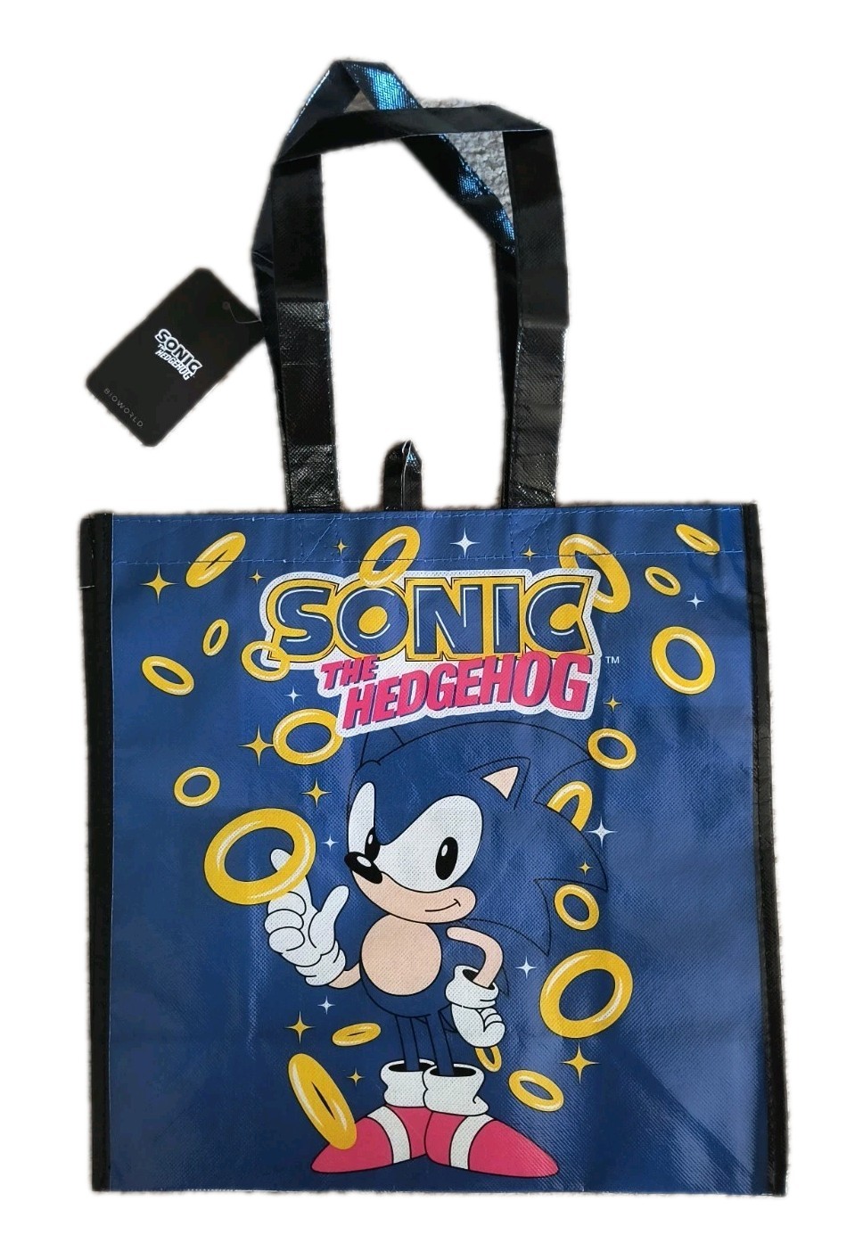 SONIC THE HEDGEHOG Reusable BLUE Jumbo Shopping Gift Bag with Handle New! 🆓Ship