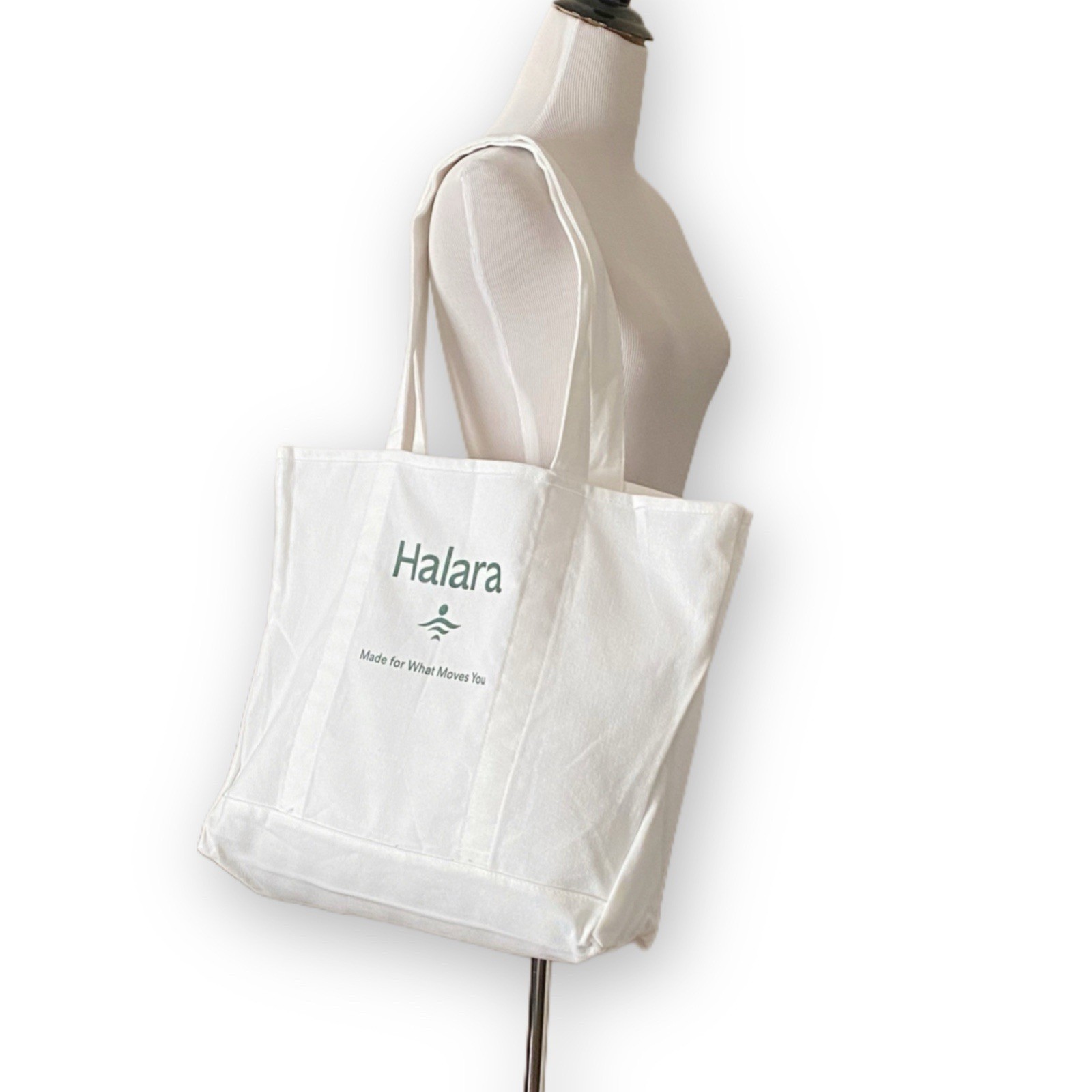 Halara Letter Print Casual White Canvas Tote Bag Made For What Moves You