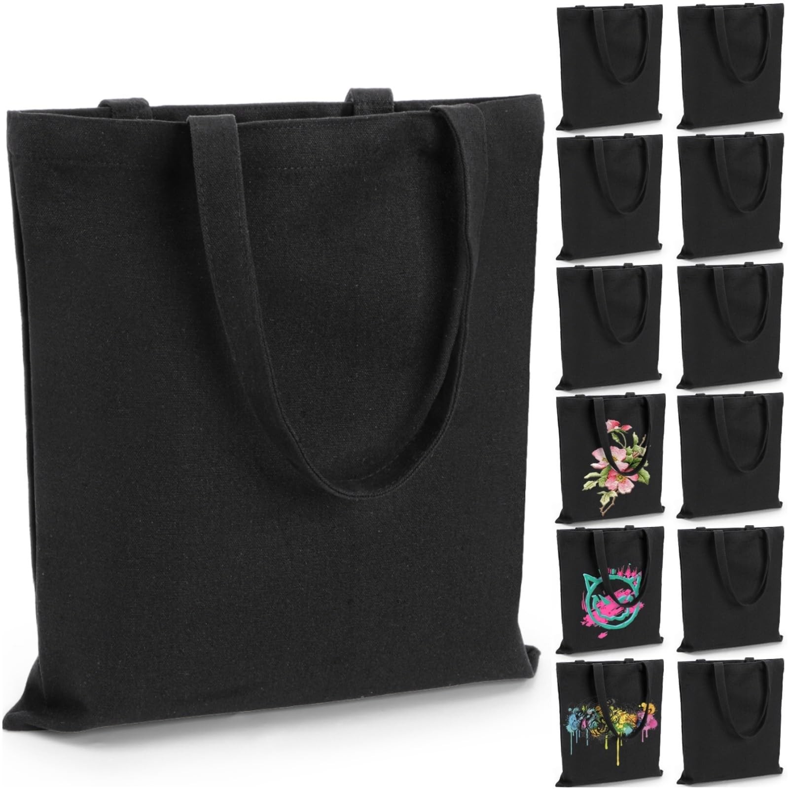12 Pack Canvas Tote Bags, Sublimation Blank Grocery Bag with Handle, 15×13 In…