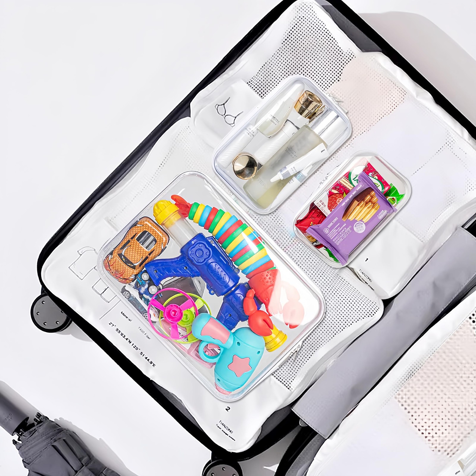 6 Pack Clear Hard Shell Zipper 35*30*5cm/25*20*5cm/19*10*5cm, transparent