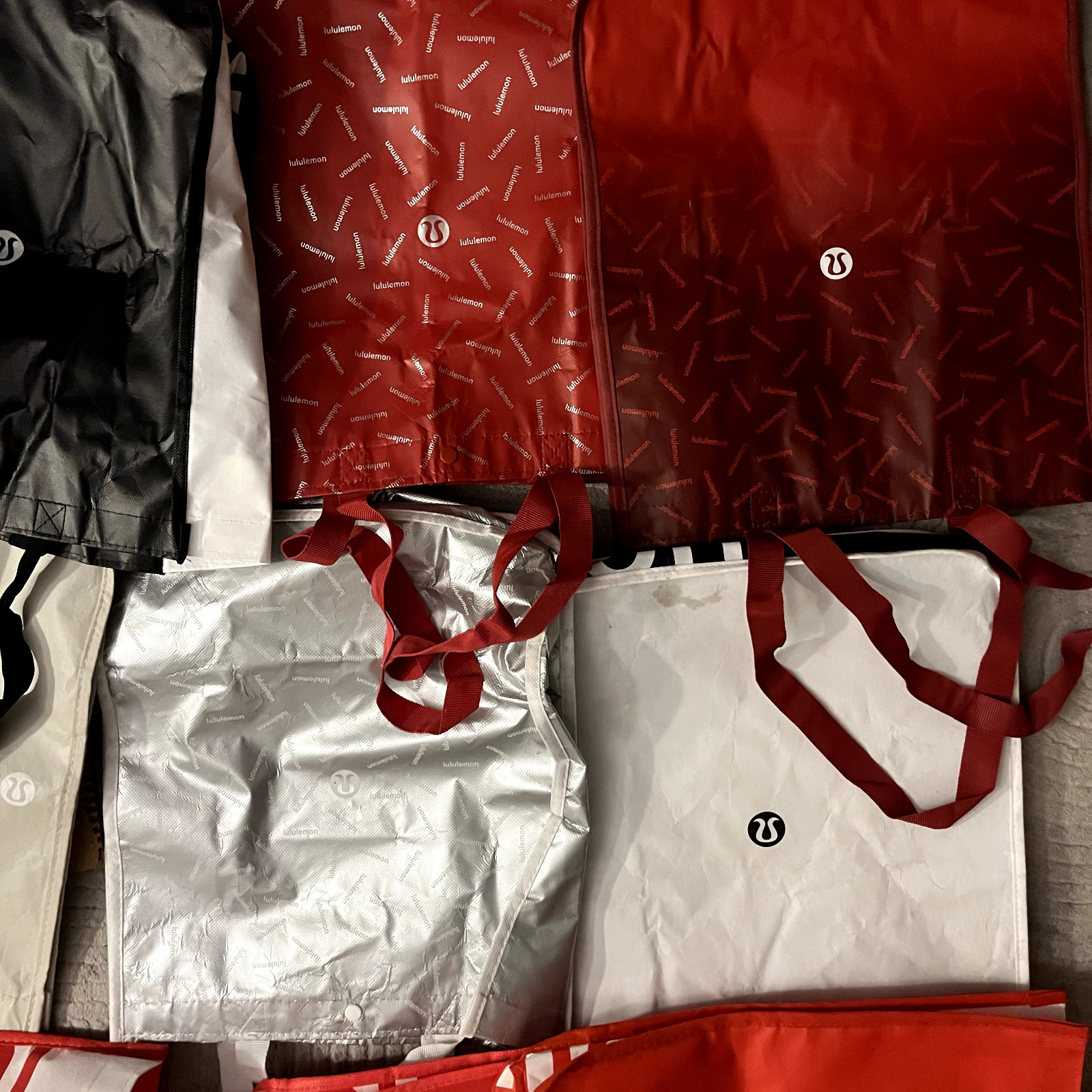 Lululemon Reusable Shopping Tote Bag Large Various Colors Lot 10 Black Red Green