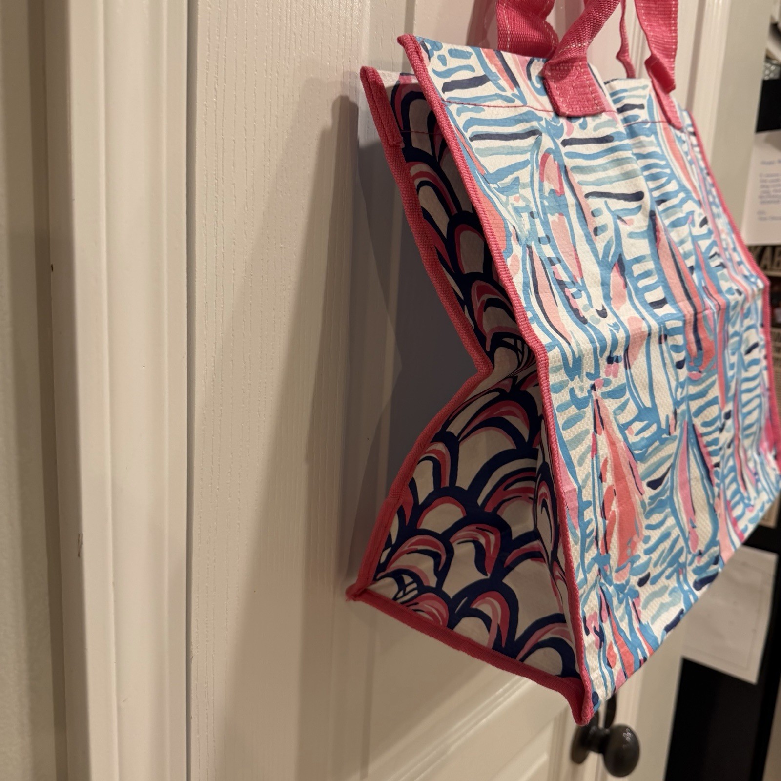 NWT Lilly Pulitzer Market Tote Bag Red Right Return Reusable Sailboats Preppy