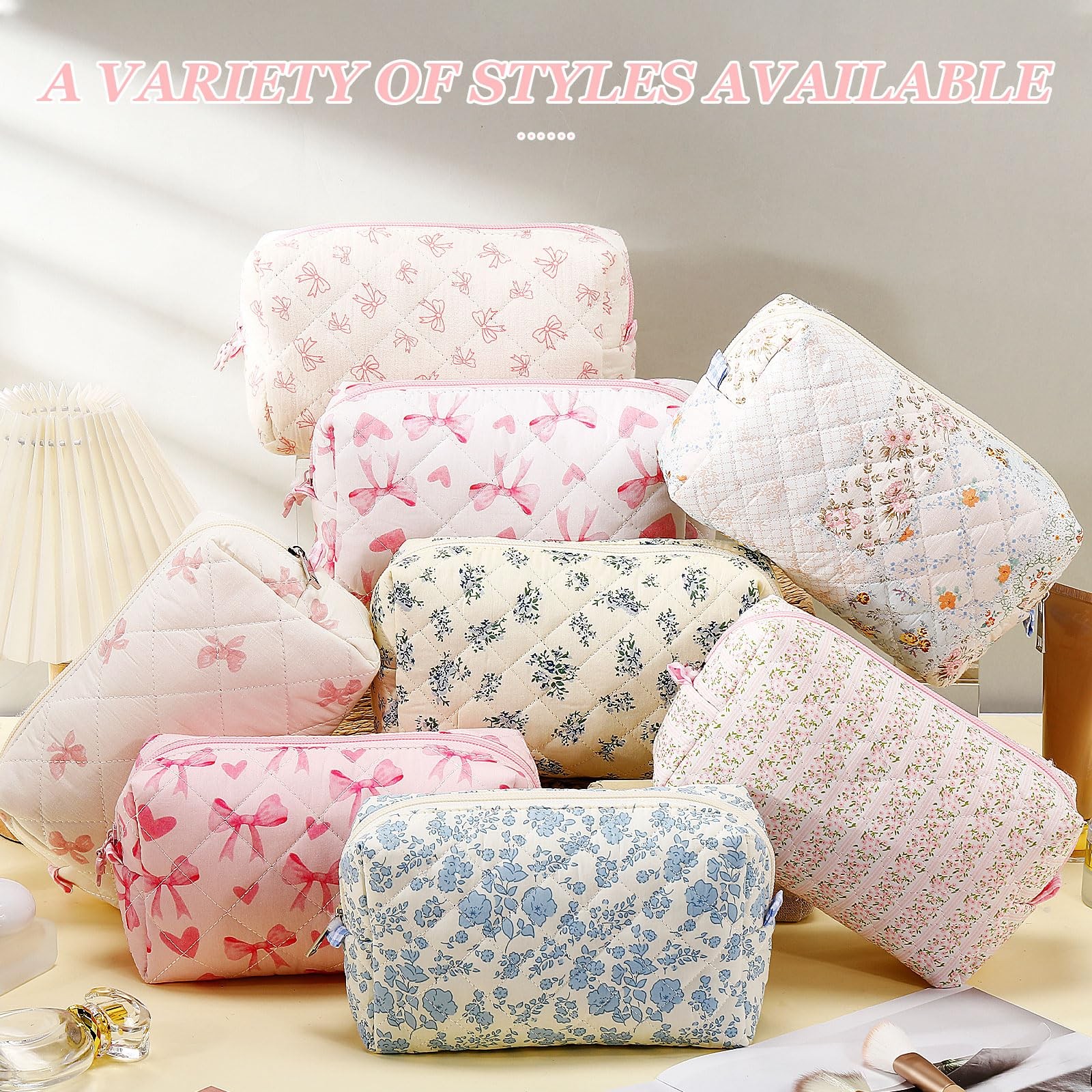 Paterr Cotton Quilted Makeup Bag Valentine Bridesmaid Gifts Small Cute Pink