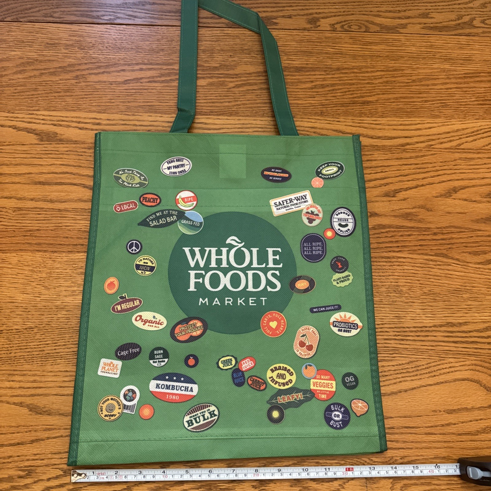 HTF NEW Whole Foods Sticker reusable tote shopping bag. Washable and Large.