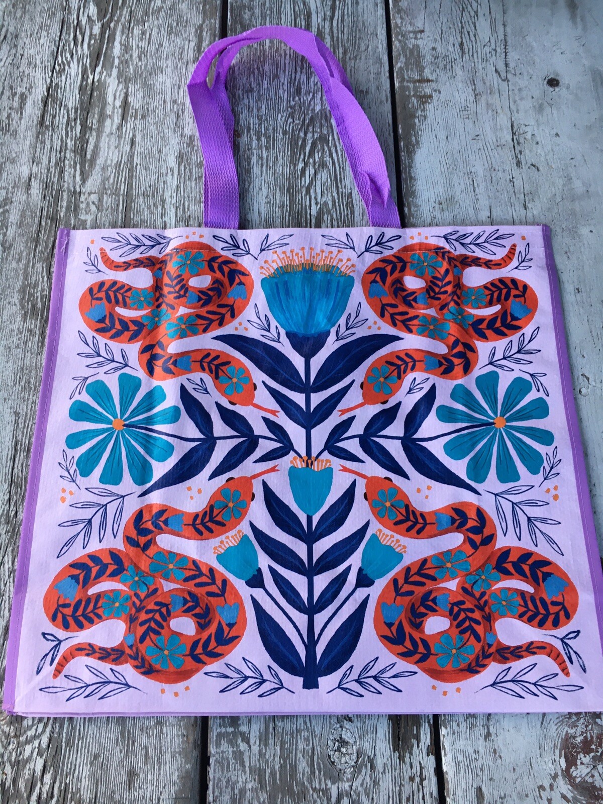 VIOLET Snake and Floral Design Shopping Bag Eco Friendly TJX