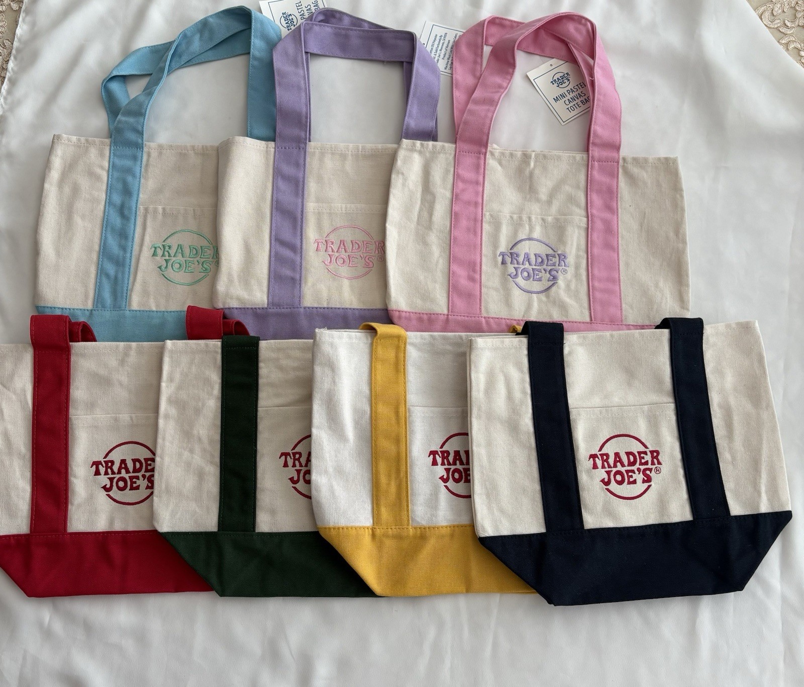 Trader Joe’s Mini Canvas Tote Bag Limited Edition Set Of 7