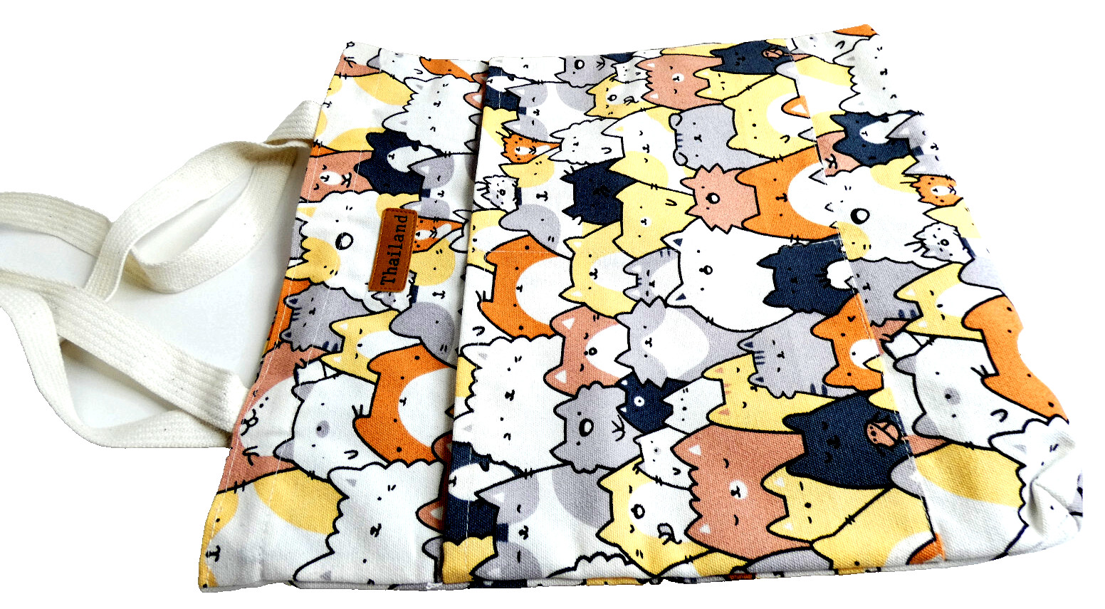 Multicolor Cats TOTE Large Heavy Canvas Lined Reusable Shopping Bag Fun NWOT
