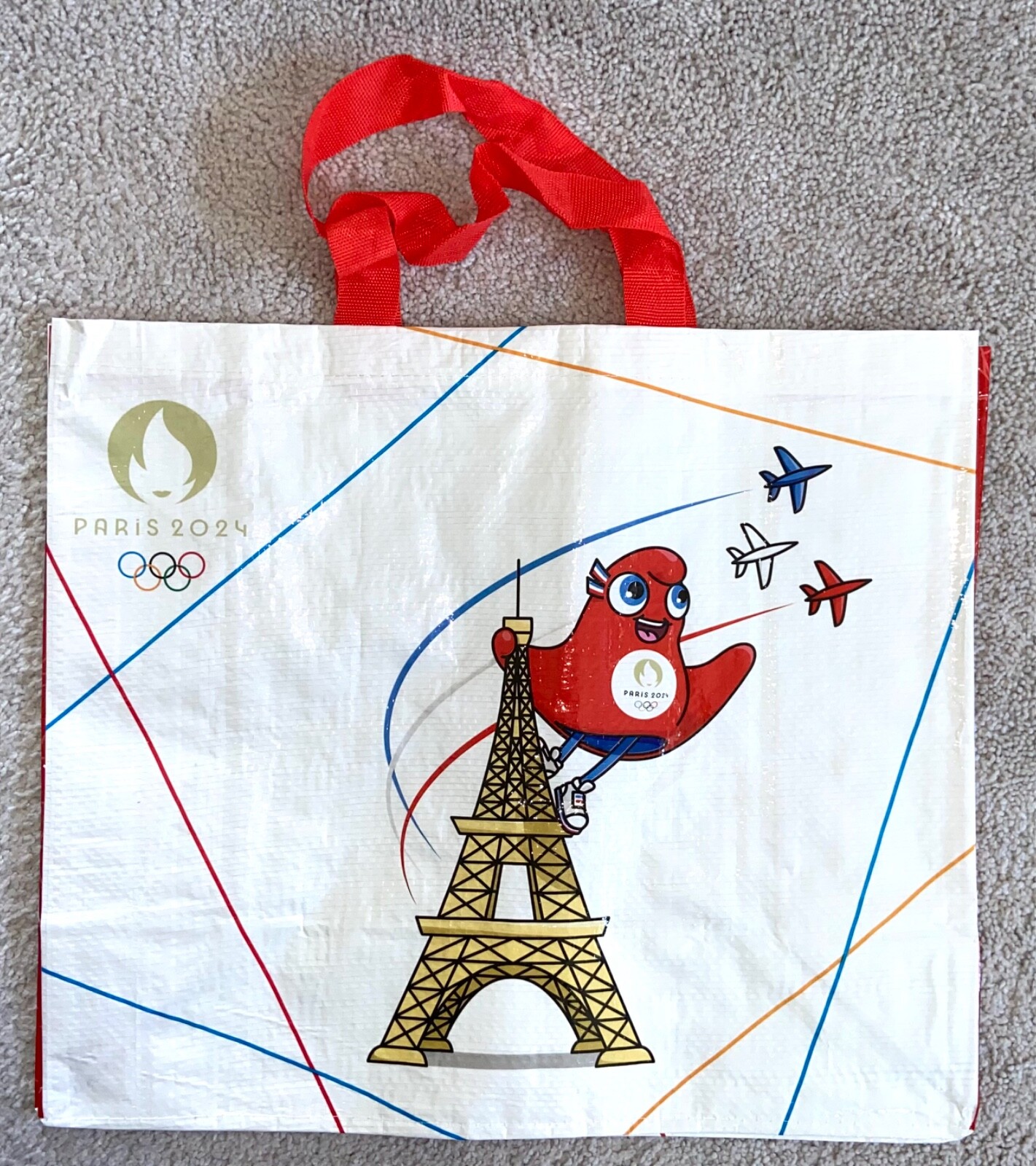 NEW Official Paris 2024 Olympics Reusable Shopping Bag Tote Mascot Eiffel Tower