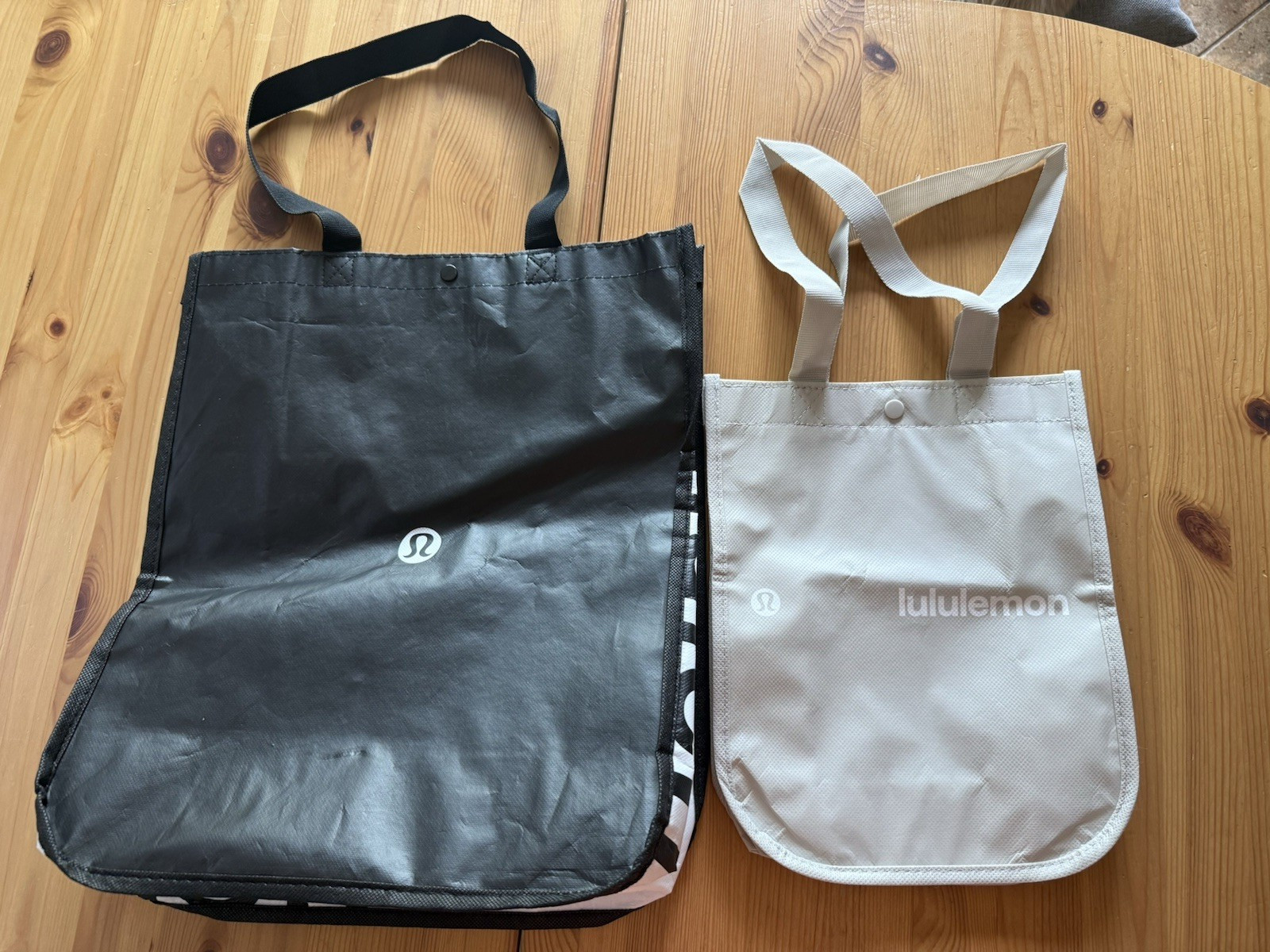 Set of 2 Lululemon Reusable Shopping Tote Bag Large Black and Small Gray
