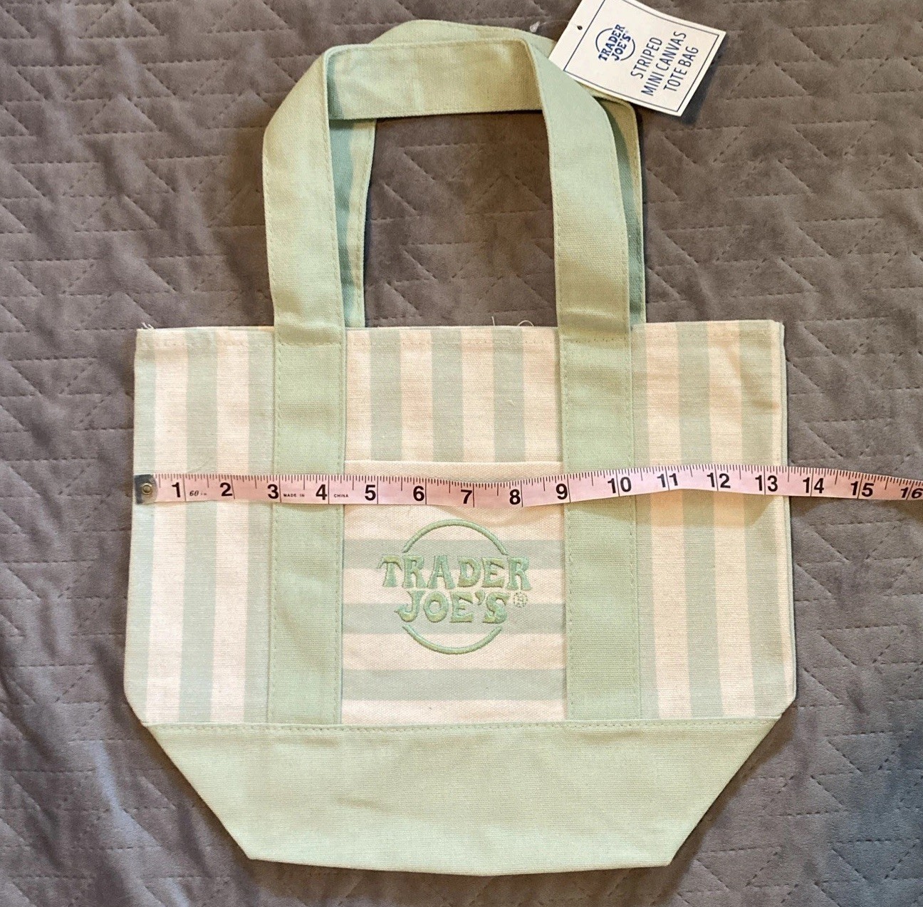 Trader Joe’s Mini Striped Canvas Tote Bag-Set Of 4-Blue-Pink-Green-Tan-NEW!