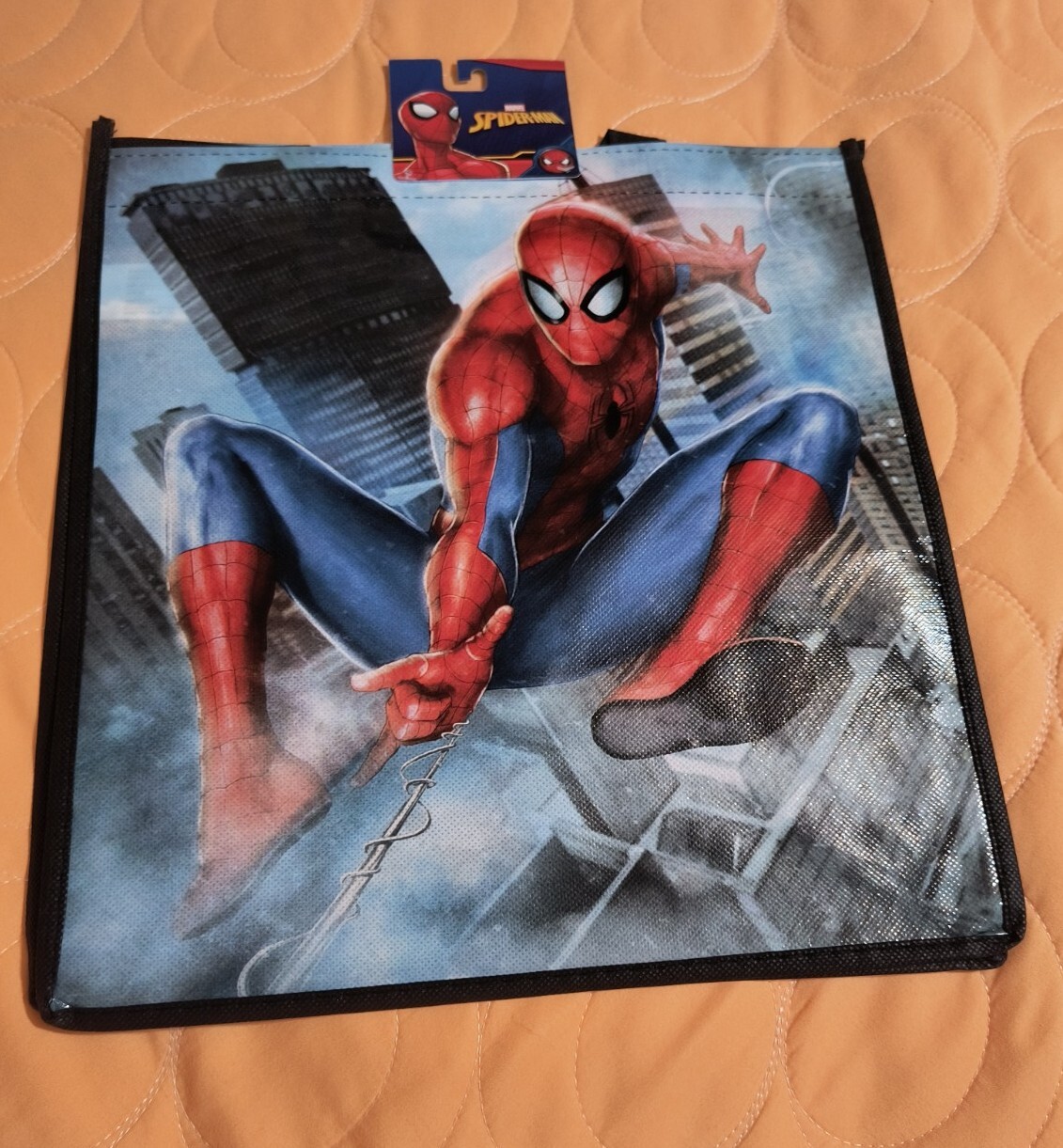 Marvel Comics Spiderman 🕷Eco Red/Black Shopping/Gift Tote Bag with Handles NWT!