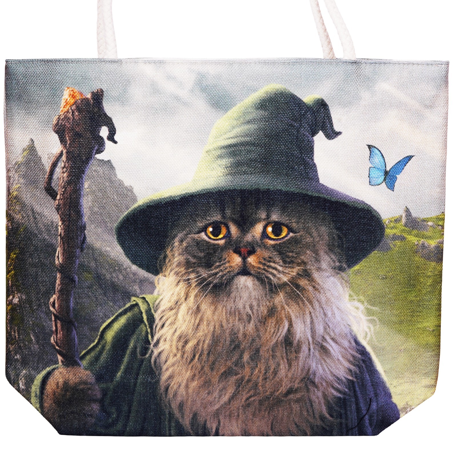 Catdalf The Cute Jute Tote Bag | 17 x 15 Inches | Durable Shopping Shoulder Bag