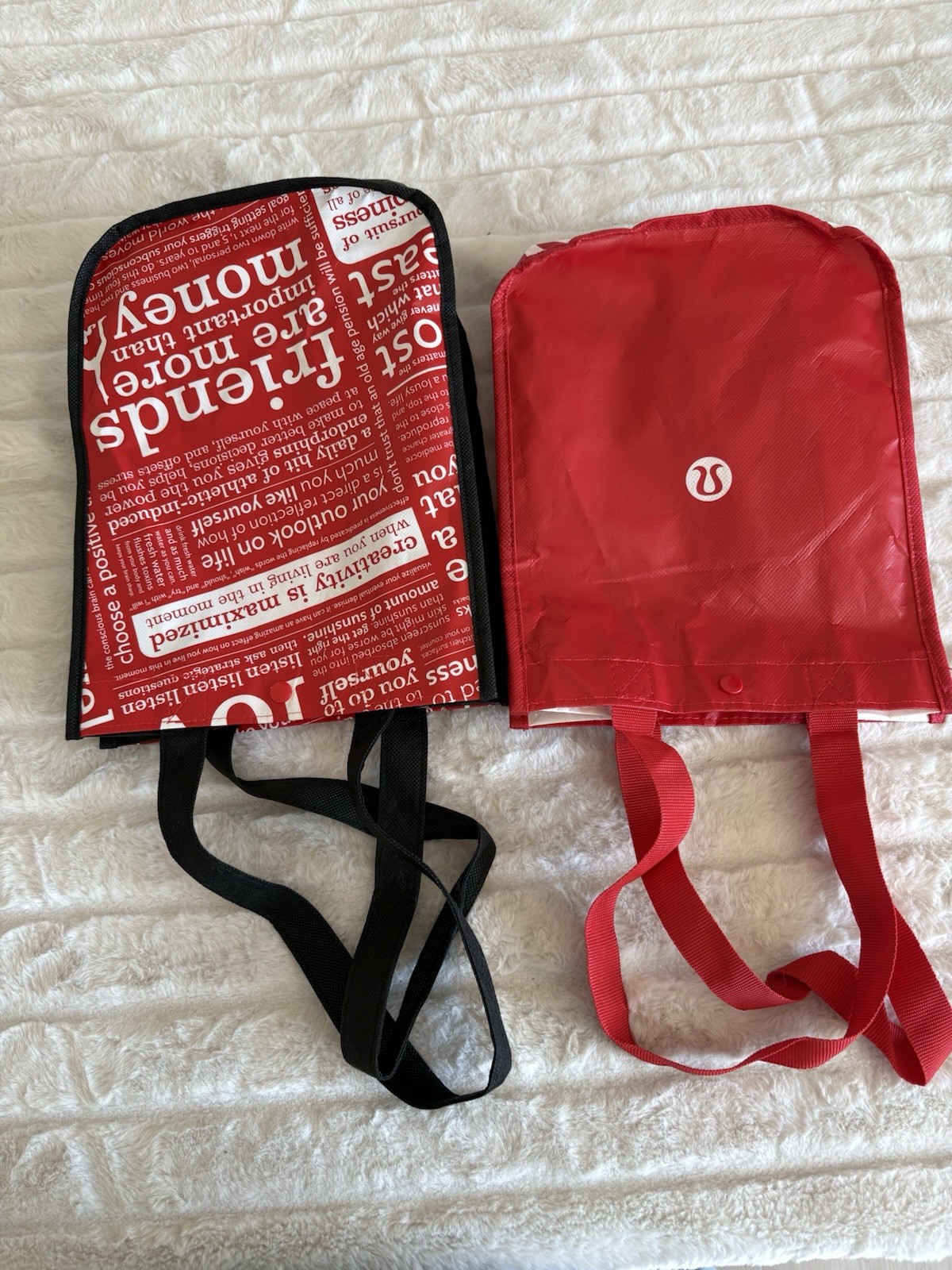 Lot of 6 Lululemon Reusable Shopping Bags Tote Manifestos Red Black White