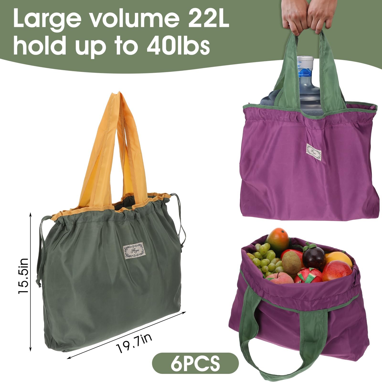 Reusable Grocery Bags, Colorful Shopping Bags,Machine Washable,Foldable,Durab…