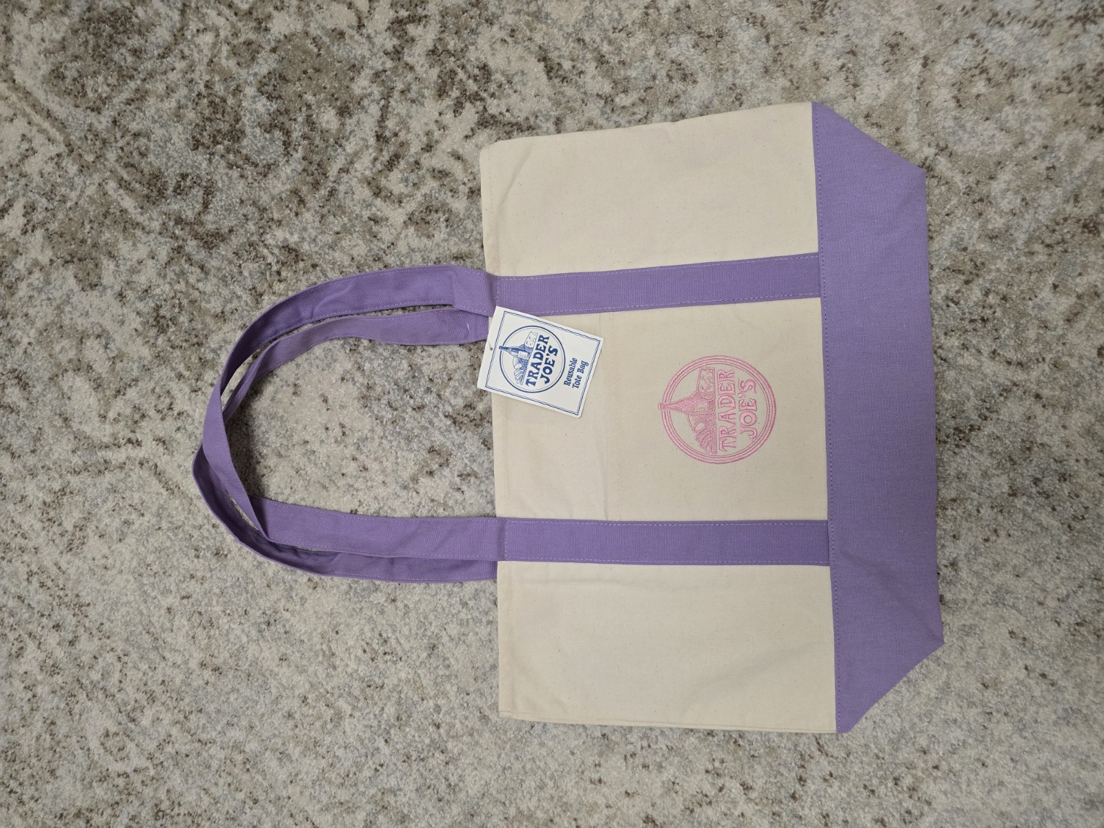 Trader Joe’s Canvas Limited Release Tote Shopping Bag LARGE Lavender – NWT